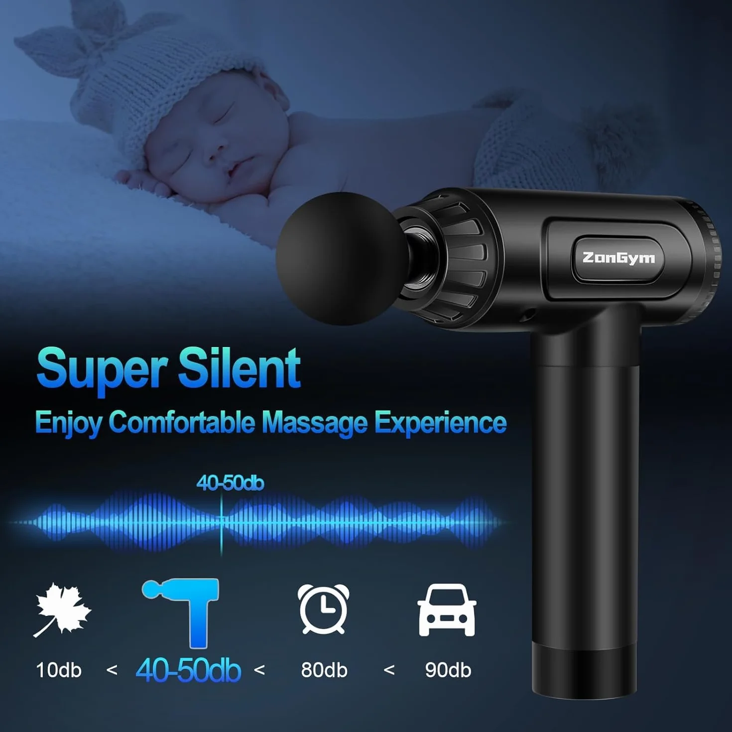 Massage Gun Deep Tissue, Percussion Muscle Massager Gun, 30 Speeds Quiet Handheld Massager for Muscle Neck Back Shoulder, LCD Touch Screen with 10 Heads