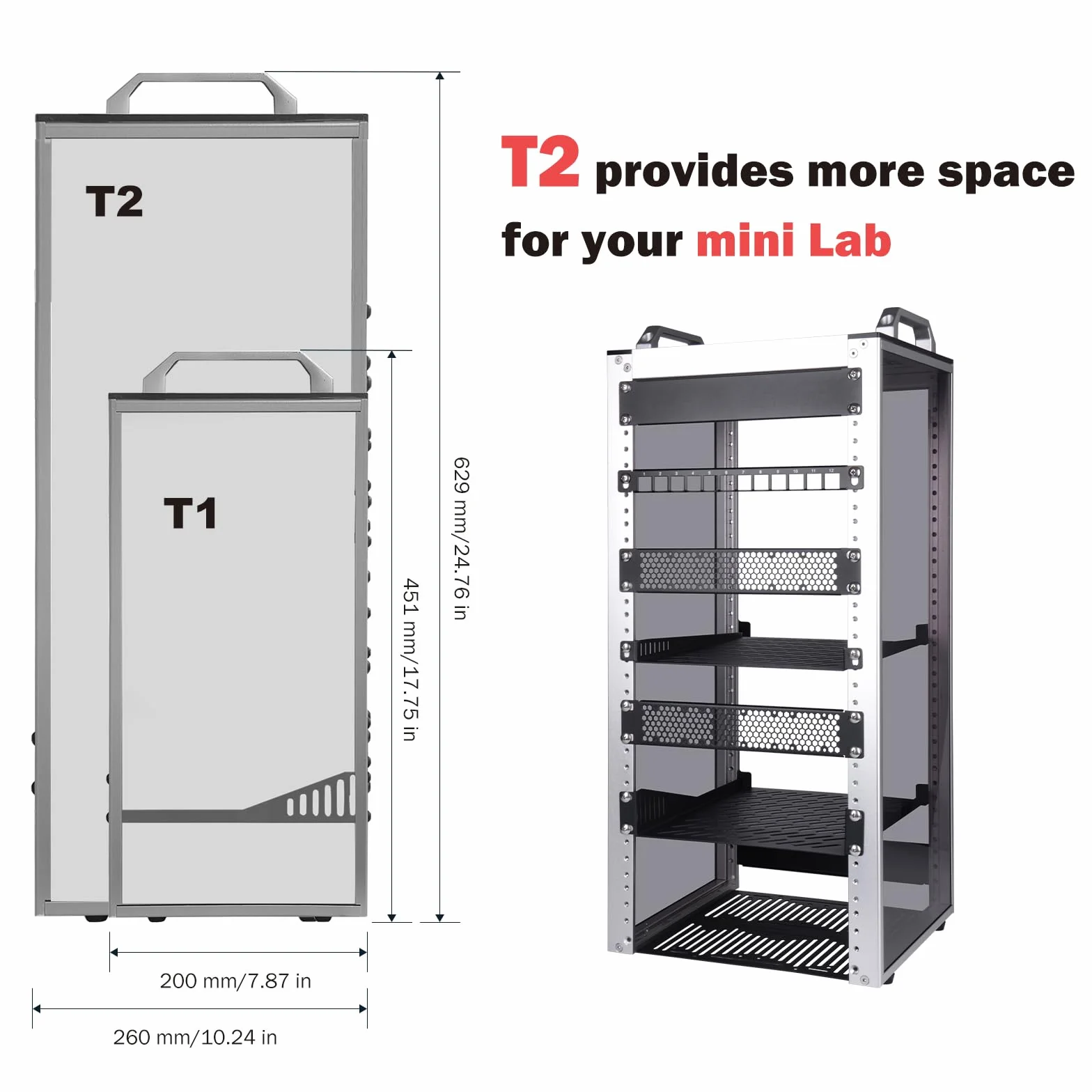 DeskPi RackMate T2 10-calowa szafa serwerowa 12U mini rack 260 mm srebrny