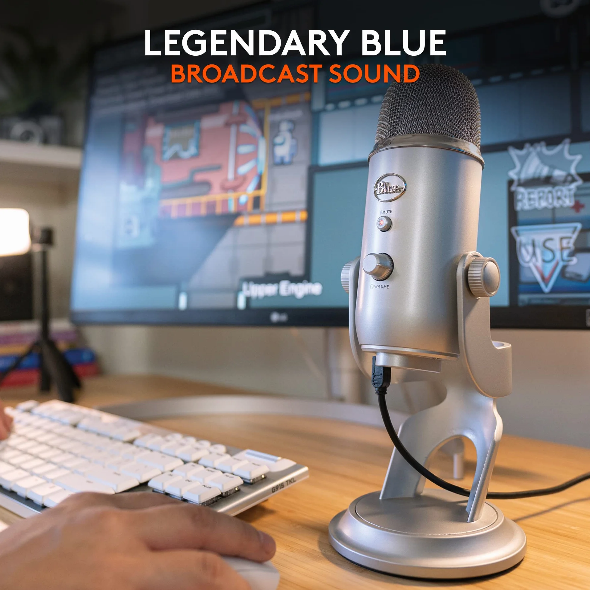 Blue Yeti Mikrofon USB do PC, Mac, Gaming, Streaming, Podkasty, Mikrofon Kondensacyjny do Studio i Komputera, Blue VO!CE, 4 Sposoby Wychwytywania Dźwięku, Plug and Play - Srebro