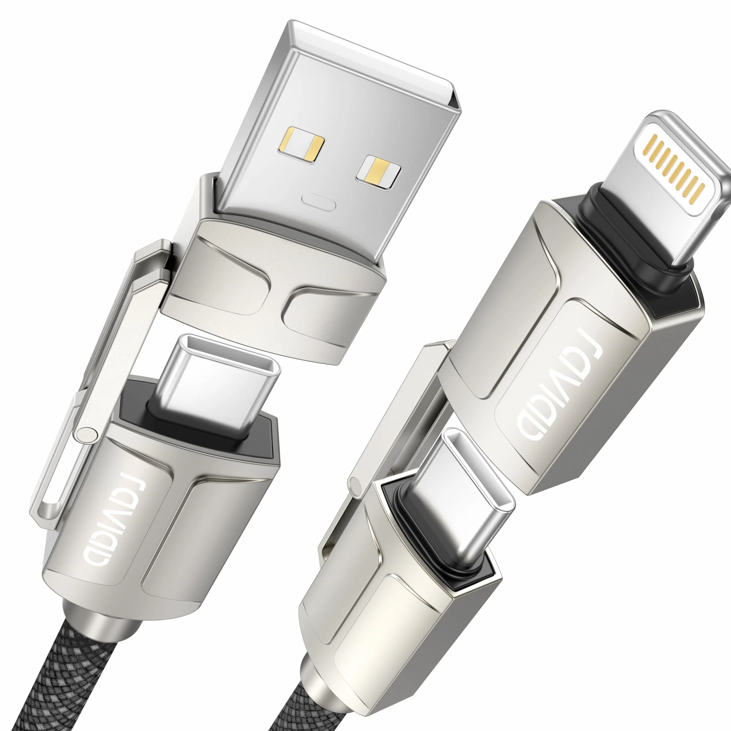 RAVIAD Kabel USB 4w1 60W PD 3A Szybkie Ładowanie USB C/USB A do Lightning USB C
