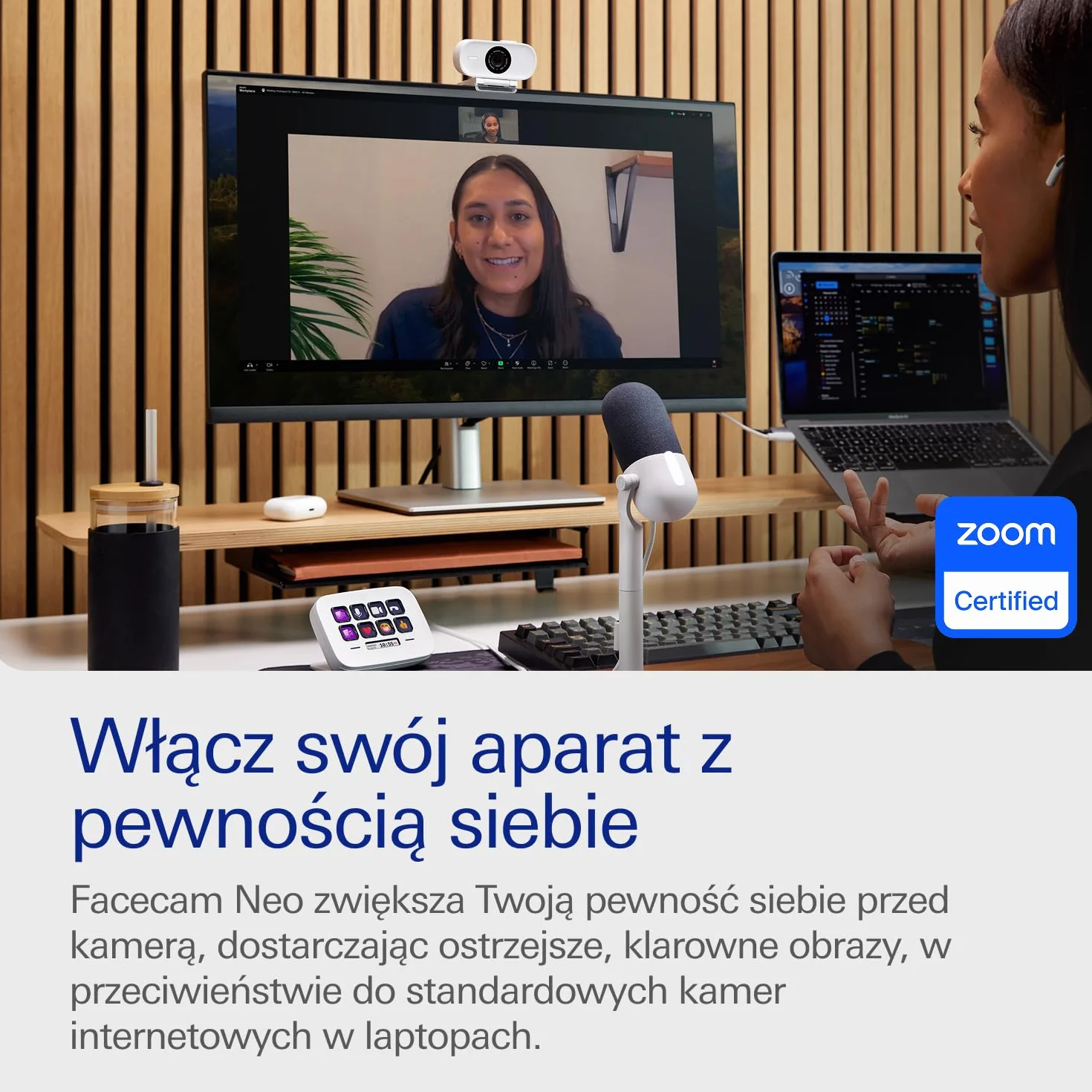 Elgato Facecam Neo – kamera internetowa Full HD z przesuwaną osłoną prywatności, korekcja światła, do wideorozmów, transmitowania, Teams/Zoom/Slack/OBS/Twitch/YouTube – USB-C/Plug & Play PC/laptop/Mac