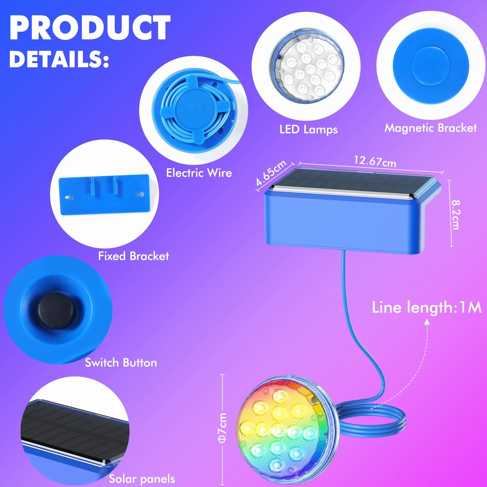 Quntis Solar Pool Light Set of 2, Solar Pool LED z pilotem zdalnego sterowania, wodoodporna lampa basenowa IP68 [Wielokolorowa i ciepła biel] do basenu, SPA, akwarium, ogrodu, fontanny, imprezy