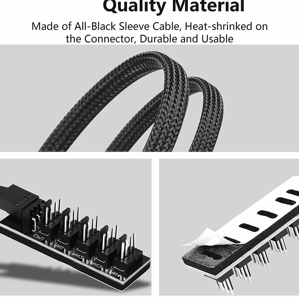 4szt. Koncentrator Wentylatora PWM, Chłodzenie Procesora Komputera PC 4 PIN/3PIN Wentylator Kabel Zasilający Hub Rozdzielacz Adapter z Rękawem PWM Case Splitter Wentylatora Trwała Wysoka Jak