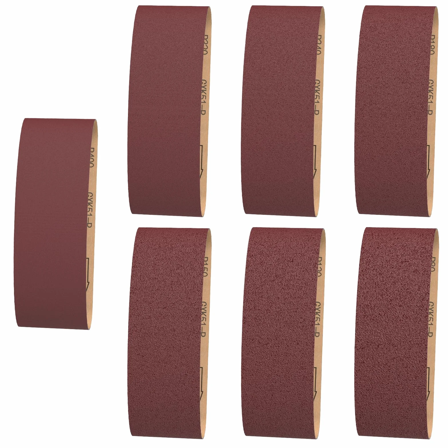 Pas Piaskowy 75 mm x 533 mm, 21 -Częściowy Zestaw Paska Piasku, Każdy 53x Rozmiar Cząstek 80/120/150/180/240/320/400, Dla Piaskowców Pasów, Szlifowania, Szlifowania Drewna