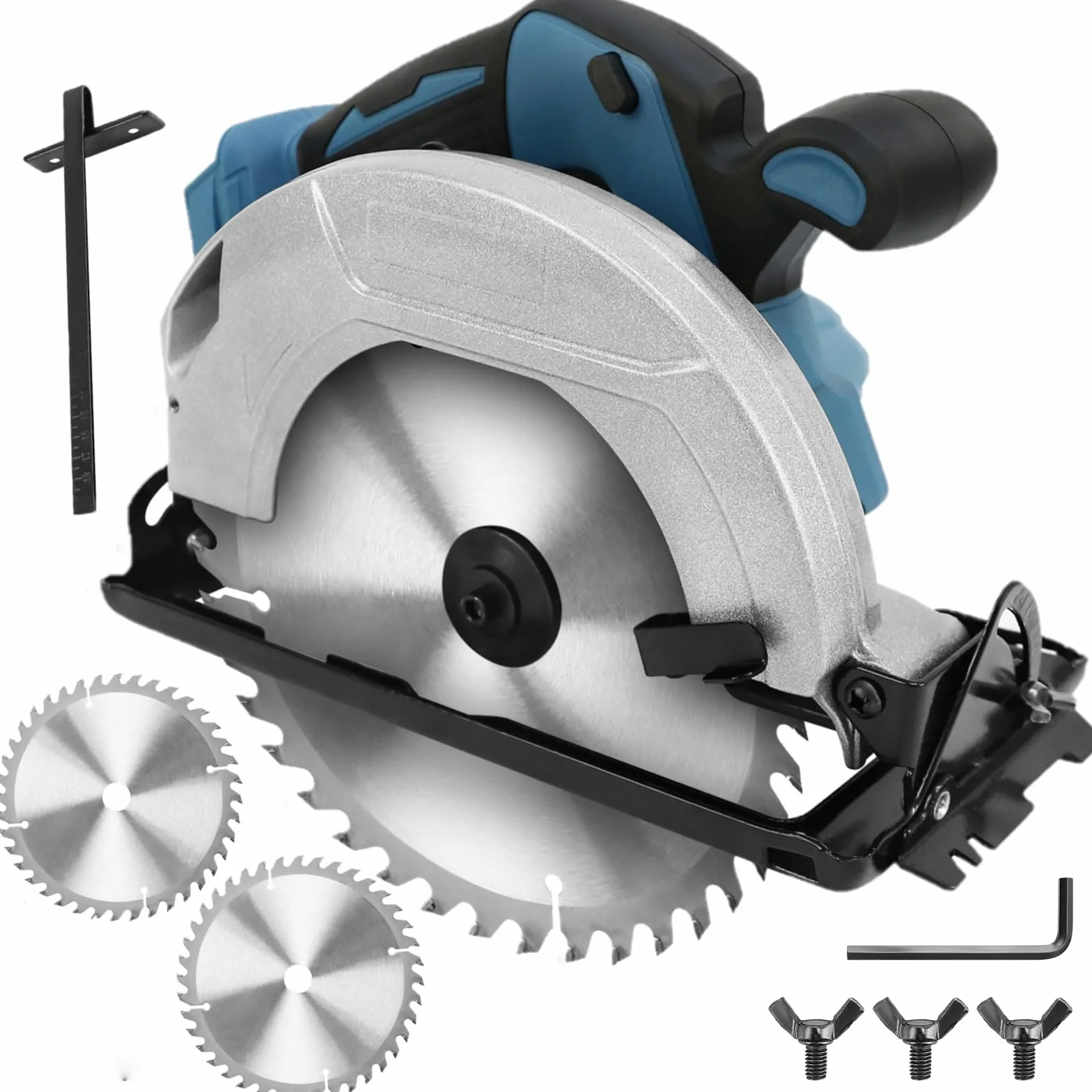 Profesjonalna piła tarczowa kompatybilna z akumulatorem Makita 18 V z 3 brzeszczotami (185 mm), głębokość cięcia: 64 mm, ręczna piła tarczowa, akumulatorowa piła tarczowa, bezszczotkowa piła tarczowa