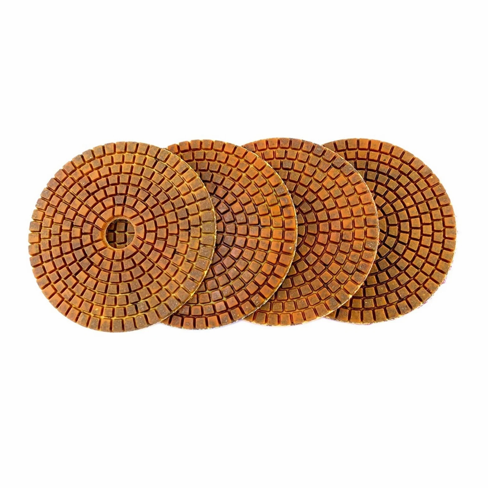 CAREG 4 szt. Top 4 Cal mokre suche diamentowe tarcze polerskie 4 kroki miedziany metalowy pad polerski pasuje do granitu marmuru betonu Durable (Size : 400, Color : 4 PCS_4 INCHES)