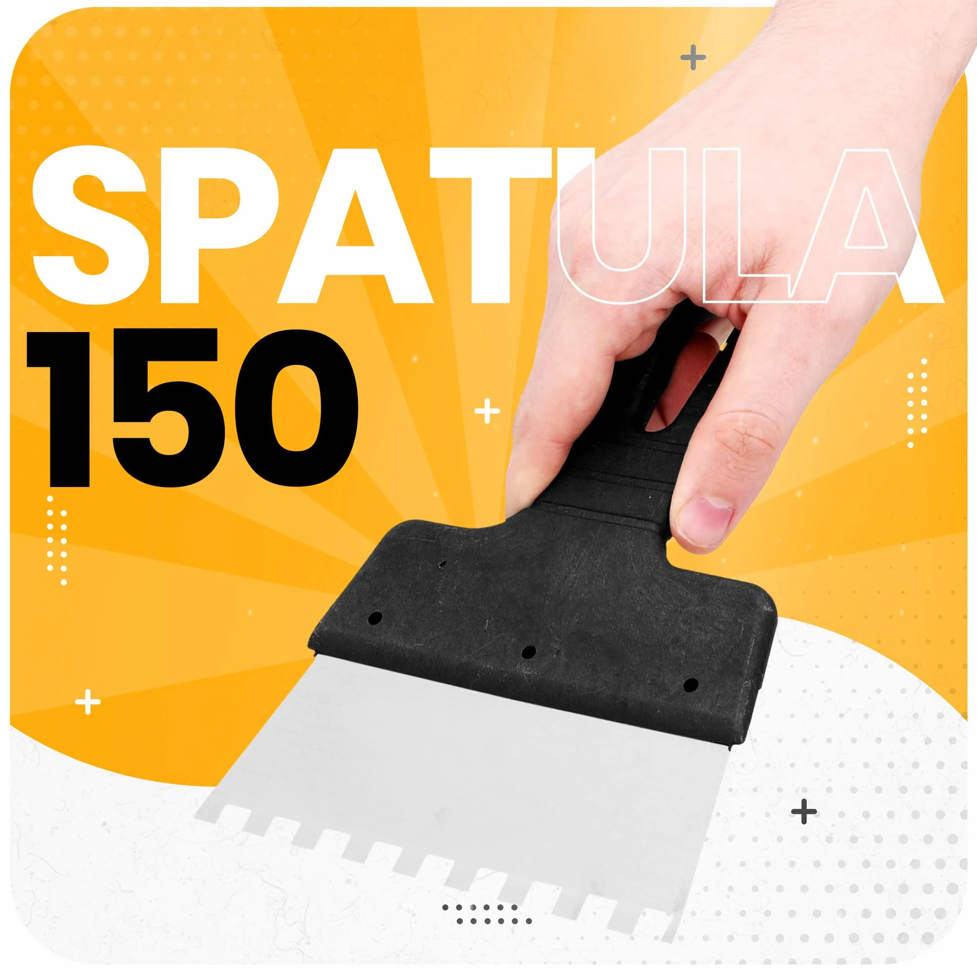 Szpachla Ząbkowana 150 mm 8x8 mm Szpachelka Kleju Klejowa Mas Zaprawy Paca Zębata Kielnia ze Stali Nierdzewnej Rajberka Stalowa do Płytek Klejenia Układania