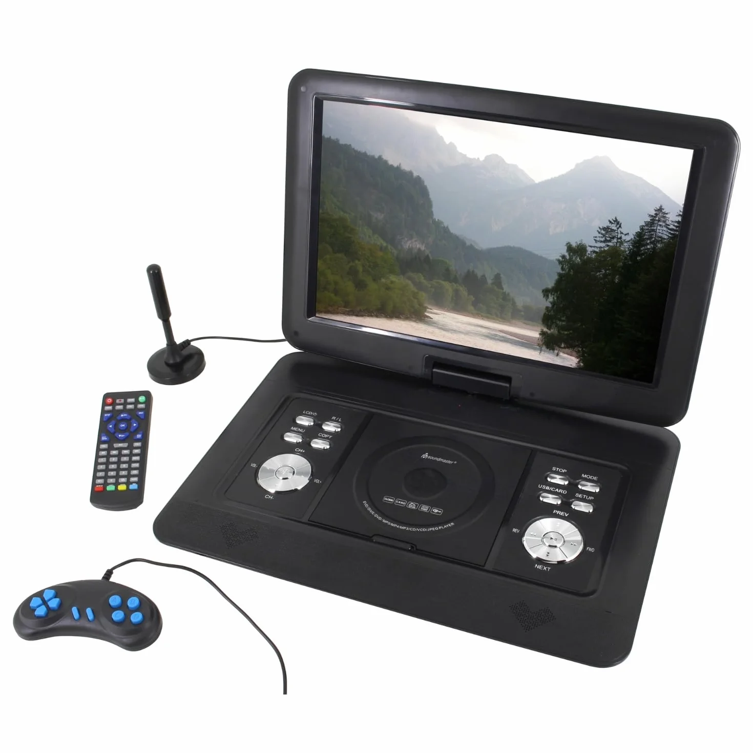 Soundmaster PDB1600SW przenośny odtwarzacz DVD DVB-T2 tuner HD 15,4" 300 gier