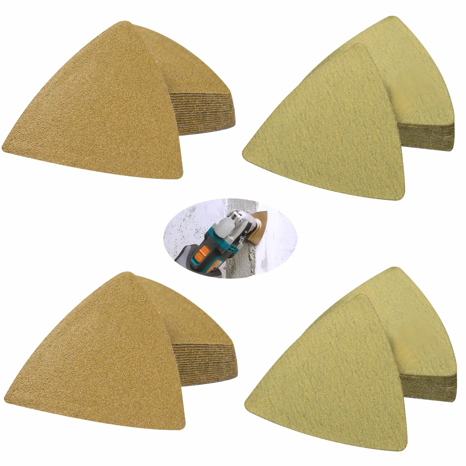 Zestaw 120 sztuk papieru ściernego 80 x 80 mm – 2 ziarnistości (100/120) po 60 sztuk – arkusze ścierne na rzep do szlifierek wielofunkcyjnych, szlifierek delta – do drewna, metalu, tworzywa