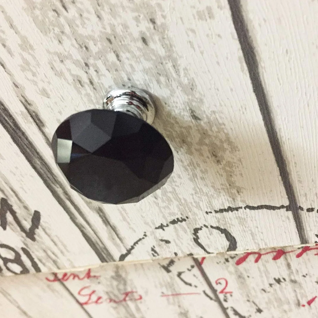 Sourcingmap Kształt diamentu szkło kryształowe 30 mm szafka kuchenna drzwi gałka szuflady szafka komoda szafa uchwyt do ciągnięcia ze śrubami, 10 szt. czarny