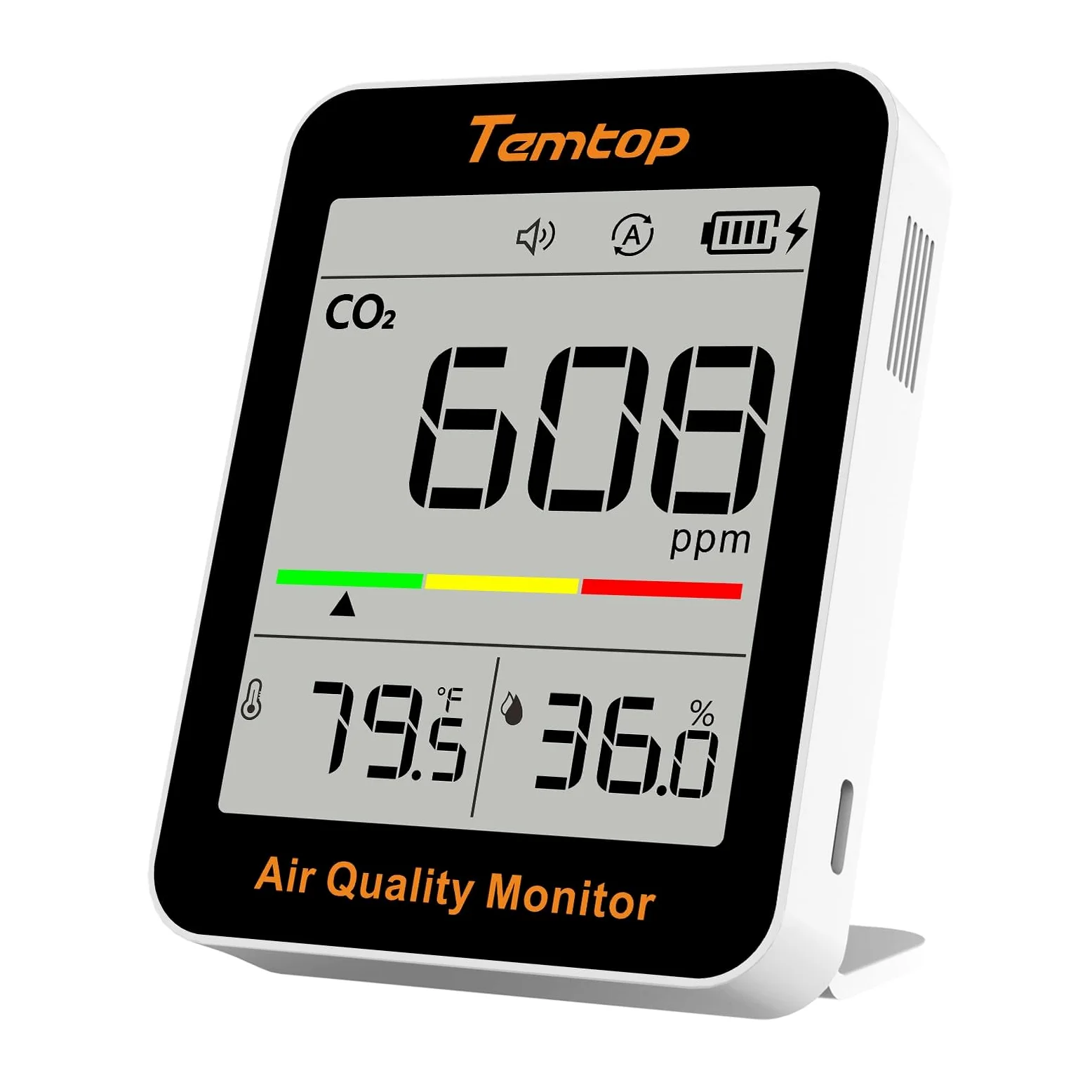 Temtop Monitor stężenia CO2 Monitor jakości powietrza wewnątrz pomieszczeń Przenośny czujnik dwutlenku węgla Czujnik CO2, temperatura, wilgotność do domu, biura, szkoły