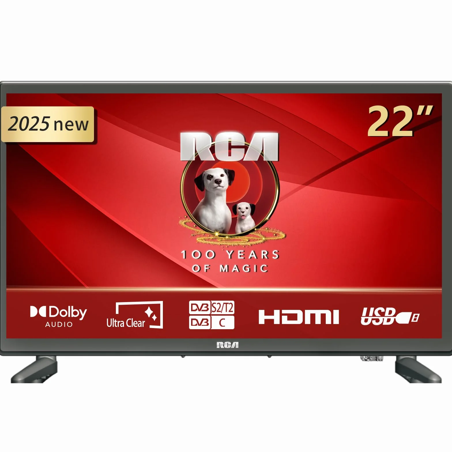 RCA E22 TV 22 cale 1080p LED telewizor Full HD Dolby Audio Triple Tuner DVB-C/-S2/-T2 VGA HDMI USB