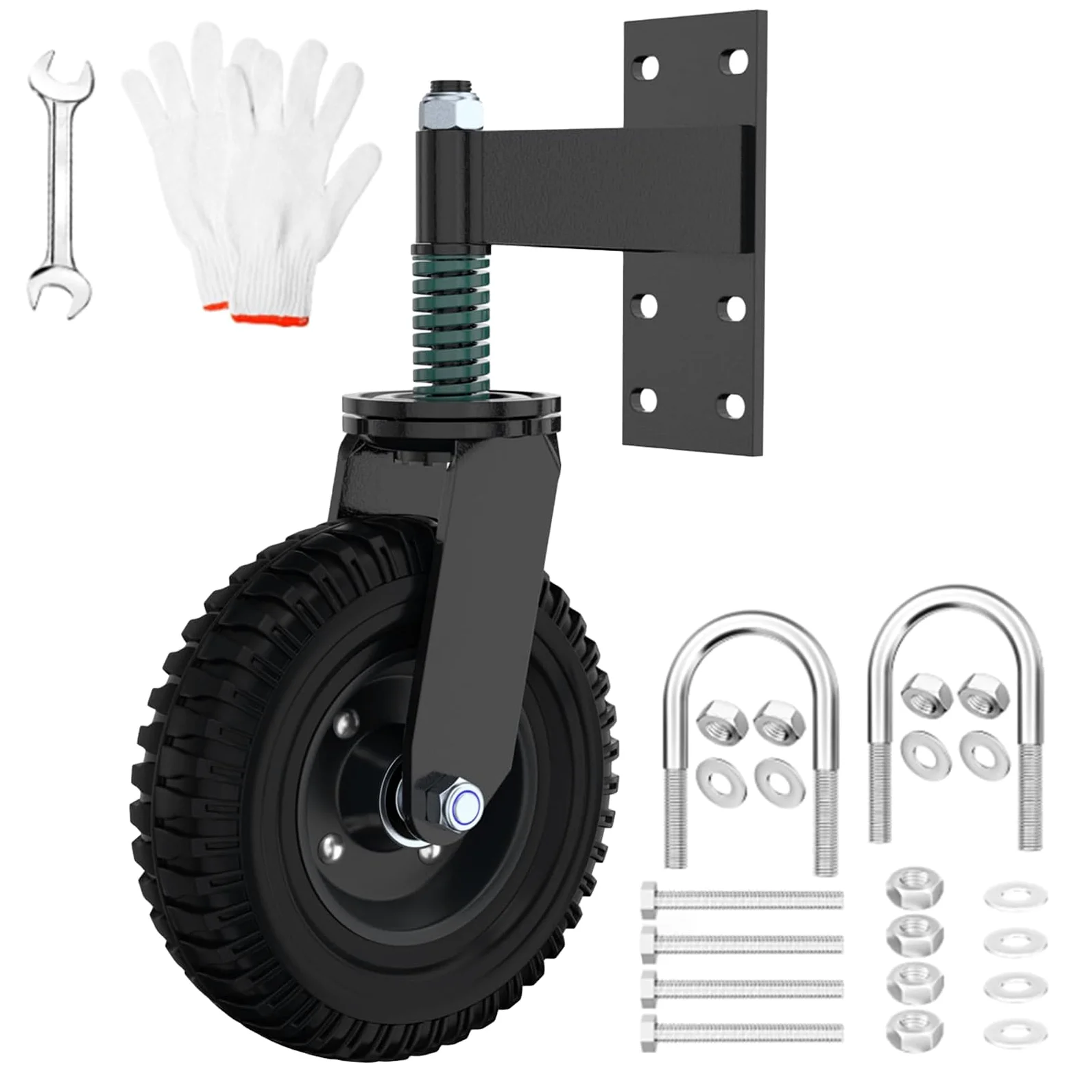 Rolka bramy z hamulcem, 20 cm, obracane o 360°, obciążenie sprężynowe, nośność 270 kg, kółko do bramy do dużych obciążeń, idealne do bram drewnianych, ogrodzeń i bram ogrodowych metalowych