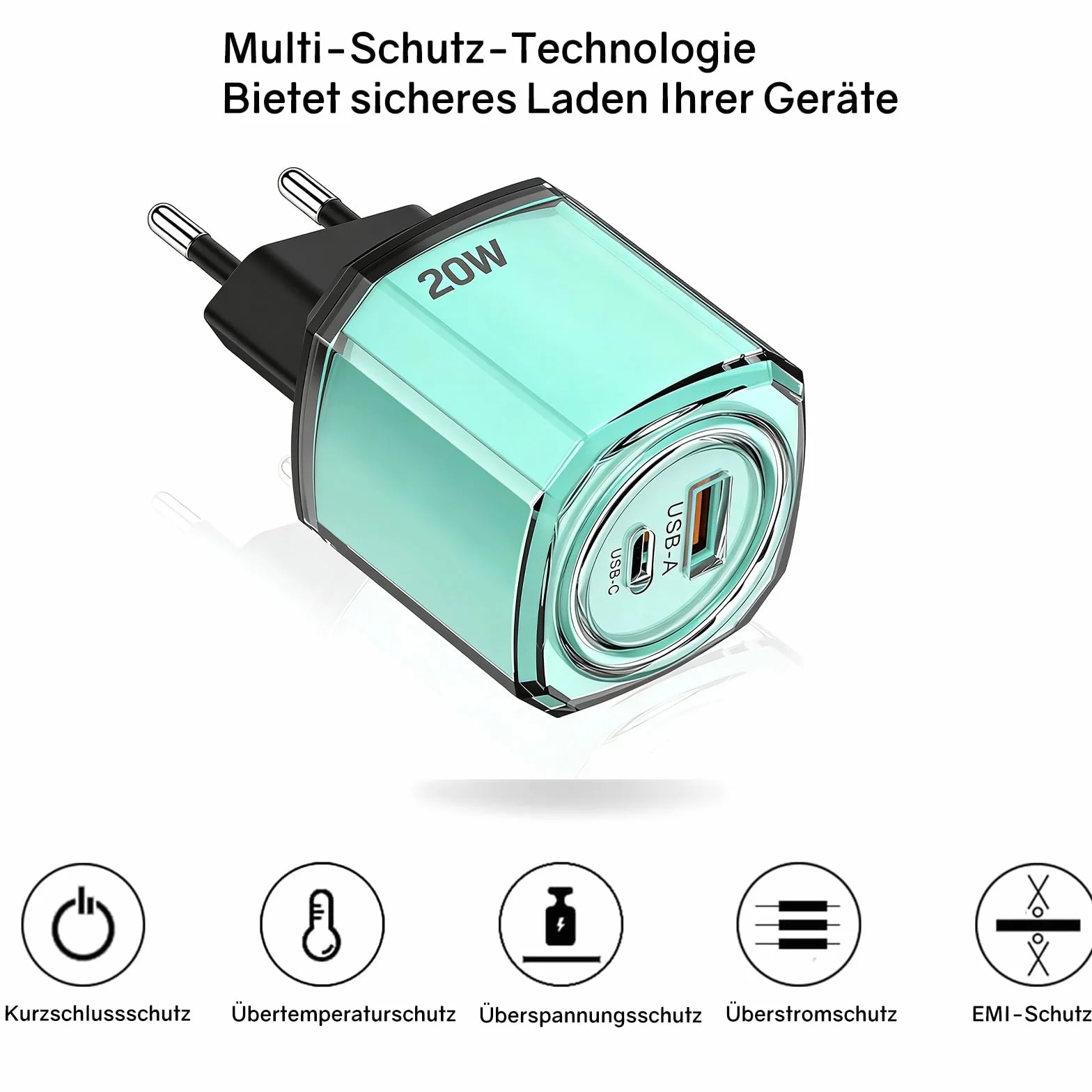 Powice Szybka ładowarka 20 W z 2 portami USB-C do Galaxy, Fast Charger
