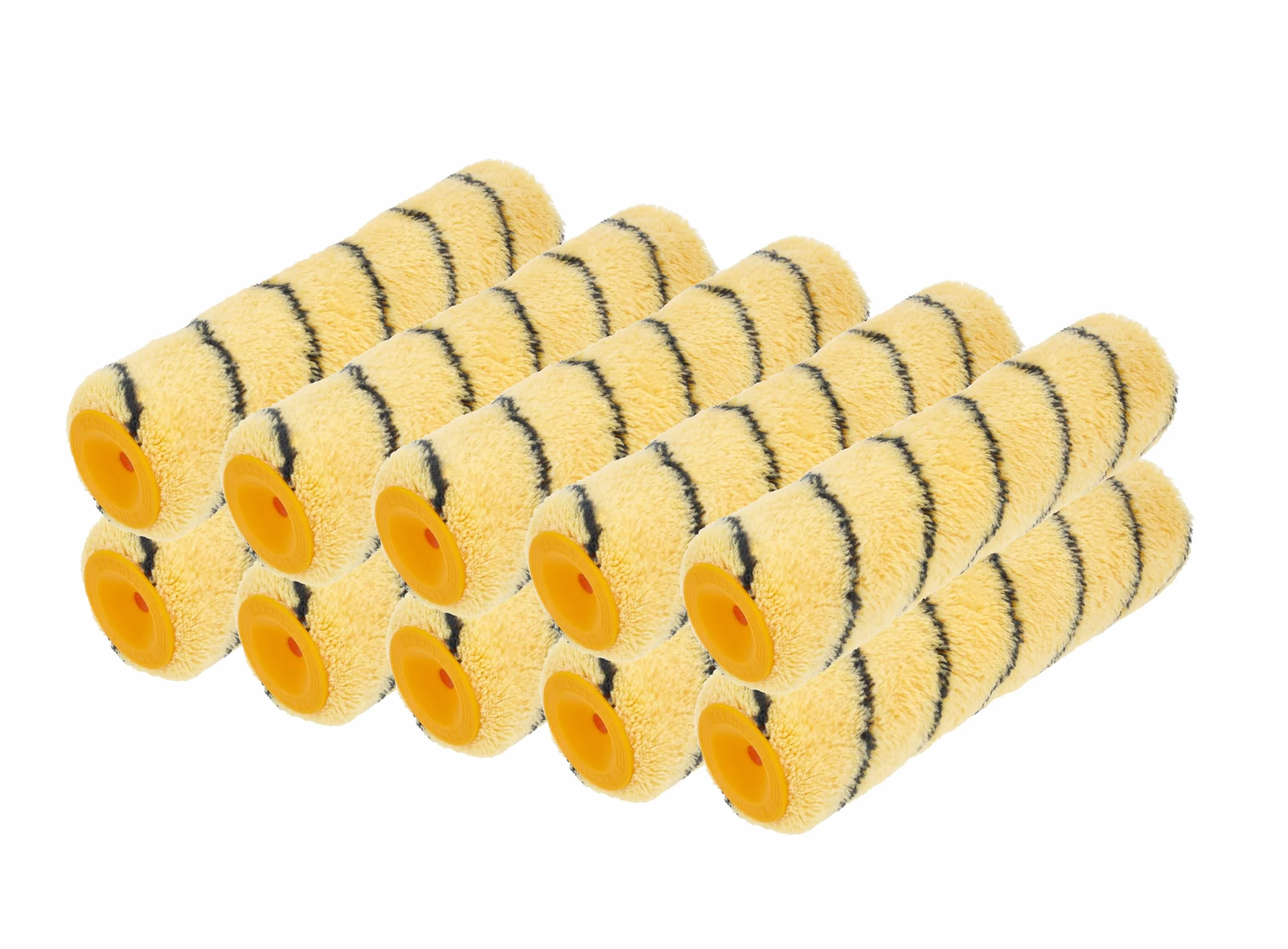 HARDY WORKING TOOLS 10 x wałek malarski 25 cm, wysokość włosia 13 mm, średnica 48 mm, rolka malarska, wałek malarski, żółto-biały