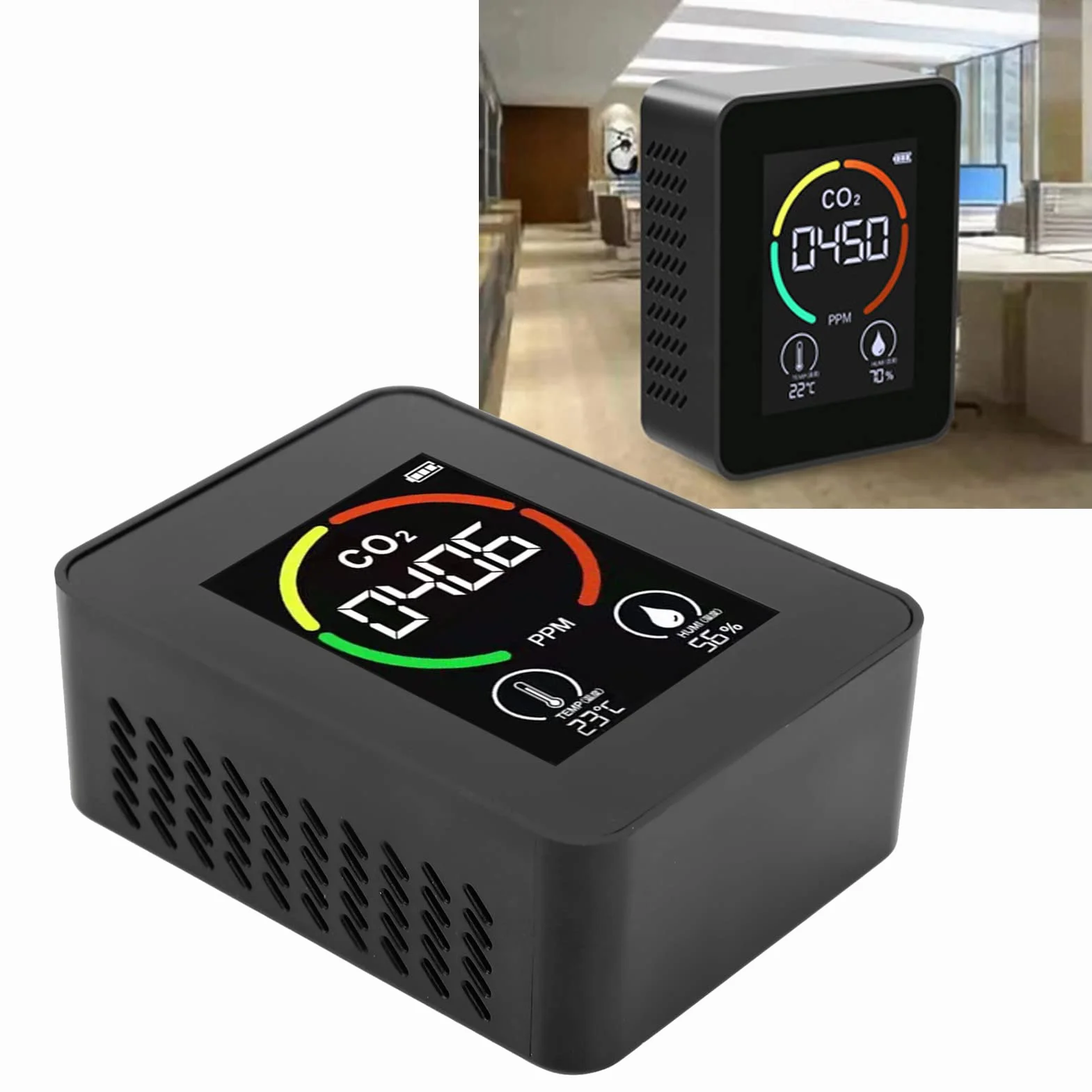 Detektor CO2 Monitor Jakości Powietrza z Czujnikiem TVOC, Monitor w Czasie Rzeczywistym, łatwy Odczyt, Szerokie Możliwości