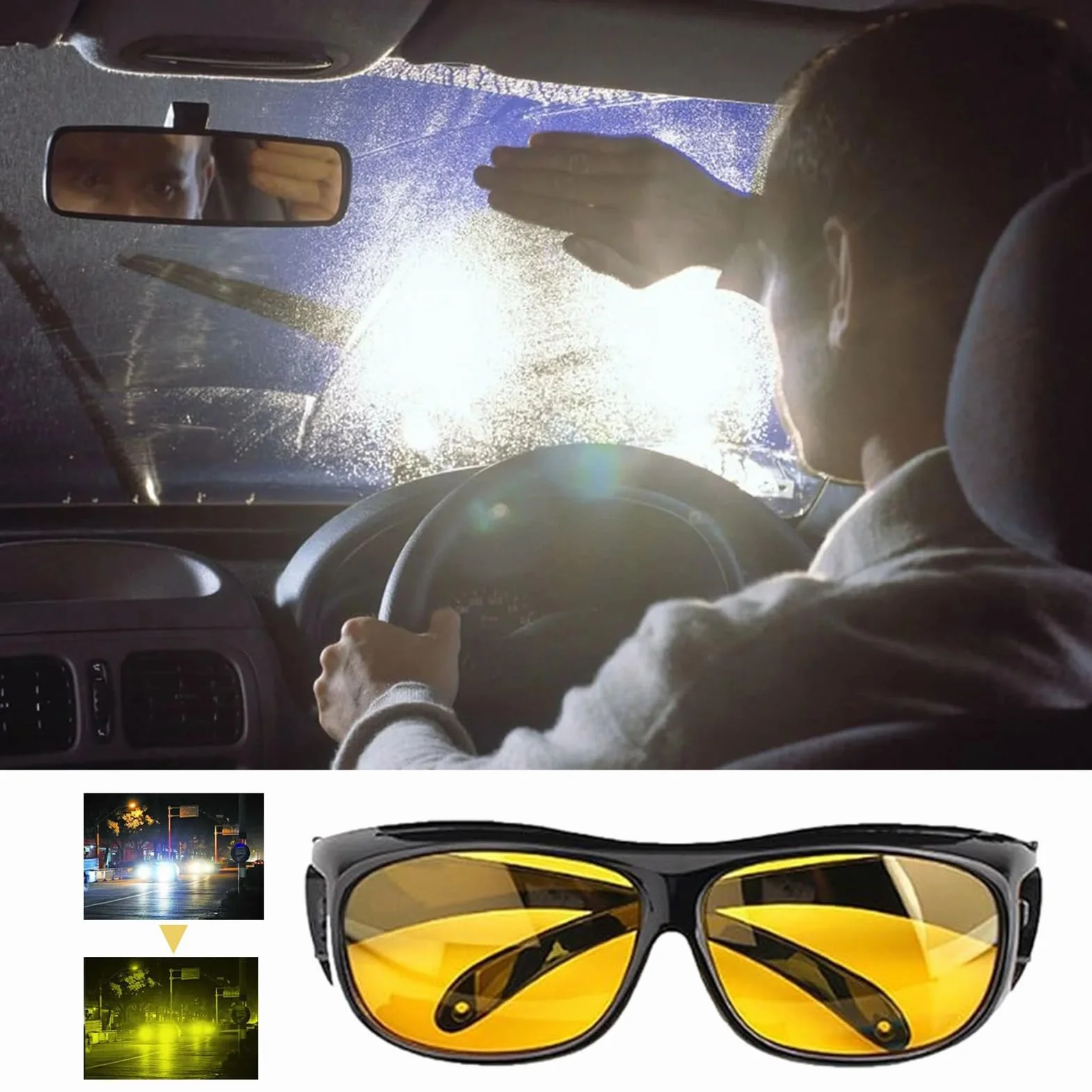 Okulary nocne do jazdy, ergonomiczne dopasowanie, wiatroszczelne, antyrefleksyjne okulary do jazdy nocą, dla mężczyzn i kobiet, osób starszych, piasek, deszcz, mgła, zmierzch, spacery, jazda na