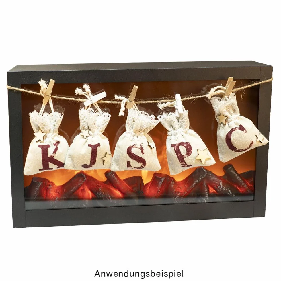 Kominek LED, dekoracyjny ogień elektryczny, bez ogrzewania, realistyczny efekt ognia / płomienia, 41 x 10 x 25 cm, z funkcją timera (6 godzin włączony, 18 godzin wyłączony)