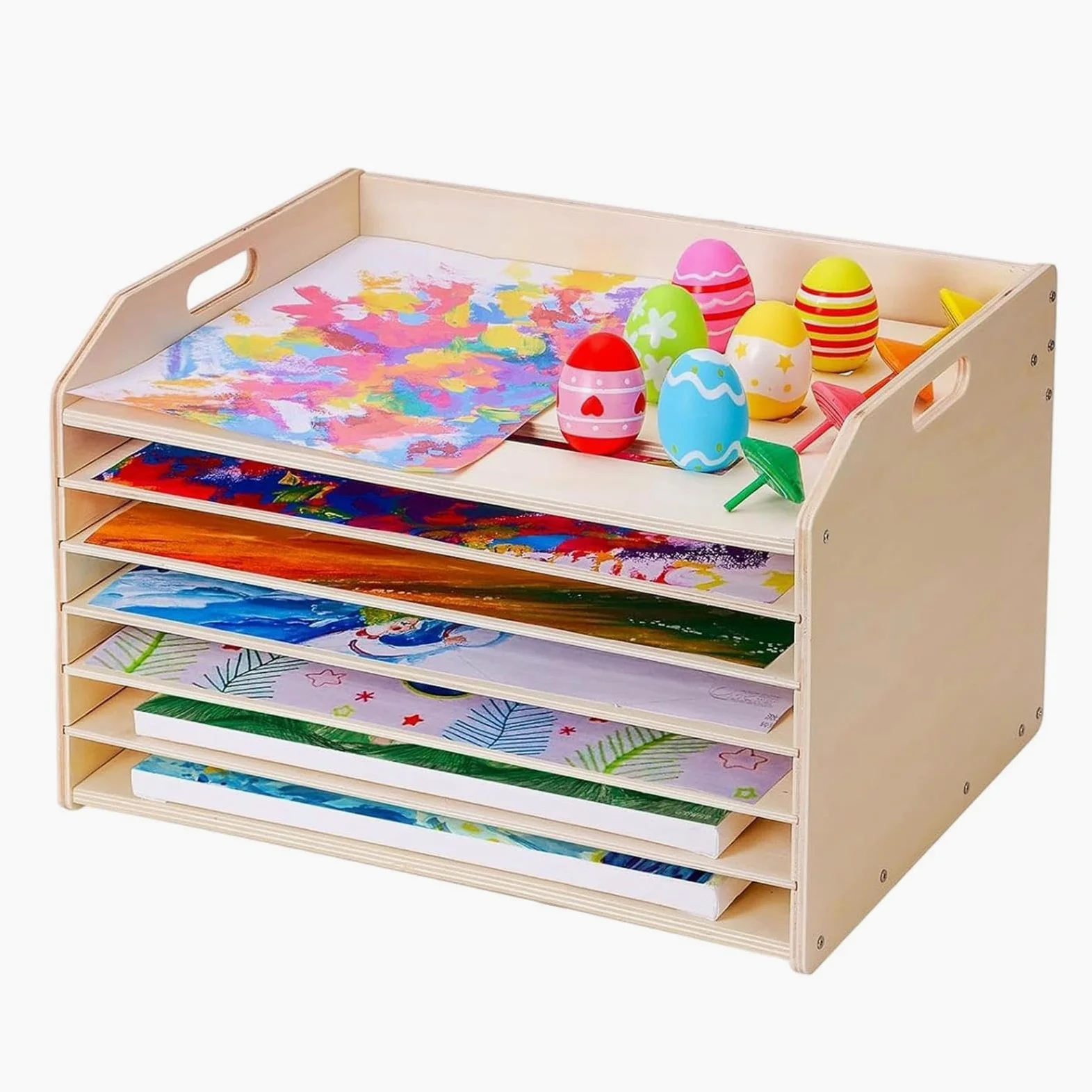 do suszenia farb Regulowana półka drewniana 38,4 x 29,7 x 25,1 | Wystawca sztuki dla dzieci i dorosłych, dom, szkoła, klasa artystyczna, papier, płótno i plakaty