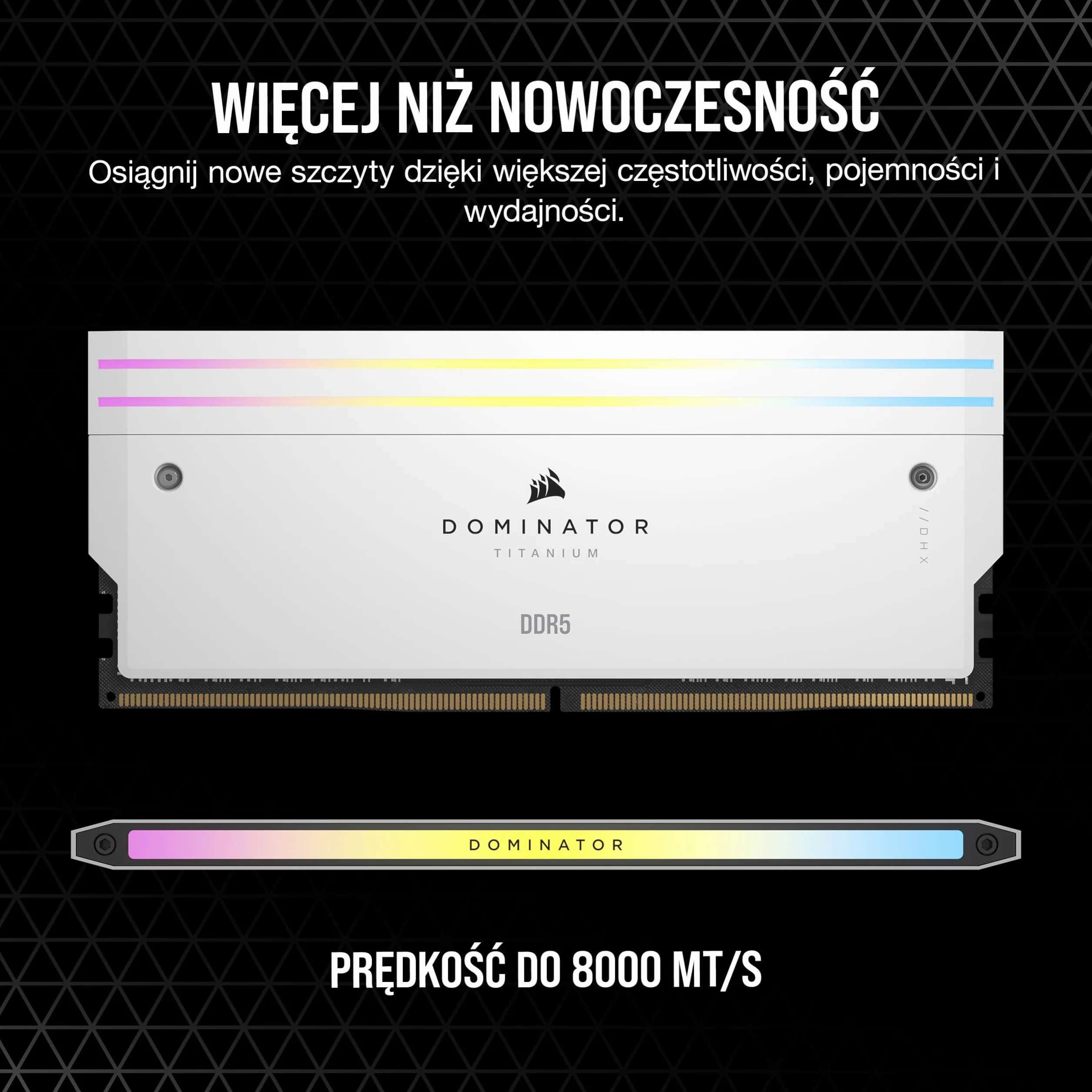 CORSAIR DOMINATOR TITANIUM RGB DDR5 RAM 32GB (2x16GB) DDR5 do 6000MHz CL30 Intel XMP iCUE Kompatybilna Pamięć Komputerowa - Biały (CMP32GX5M2B6000C30W)