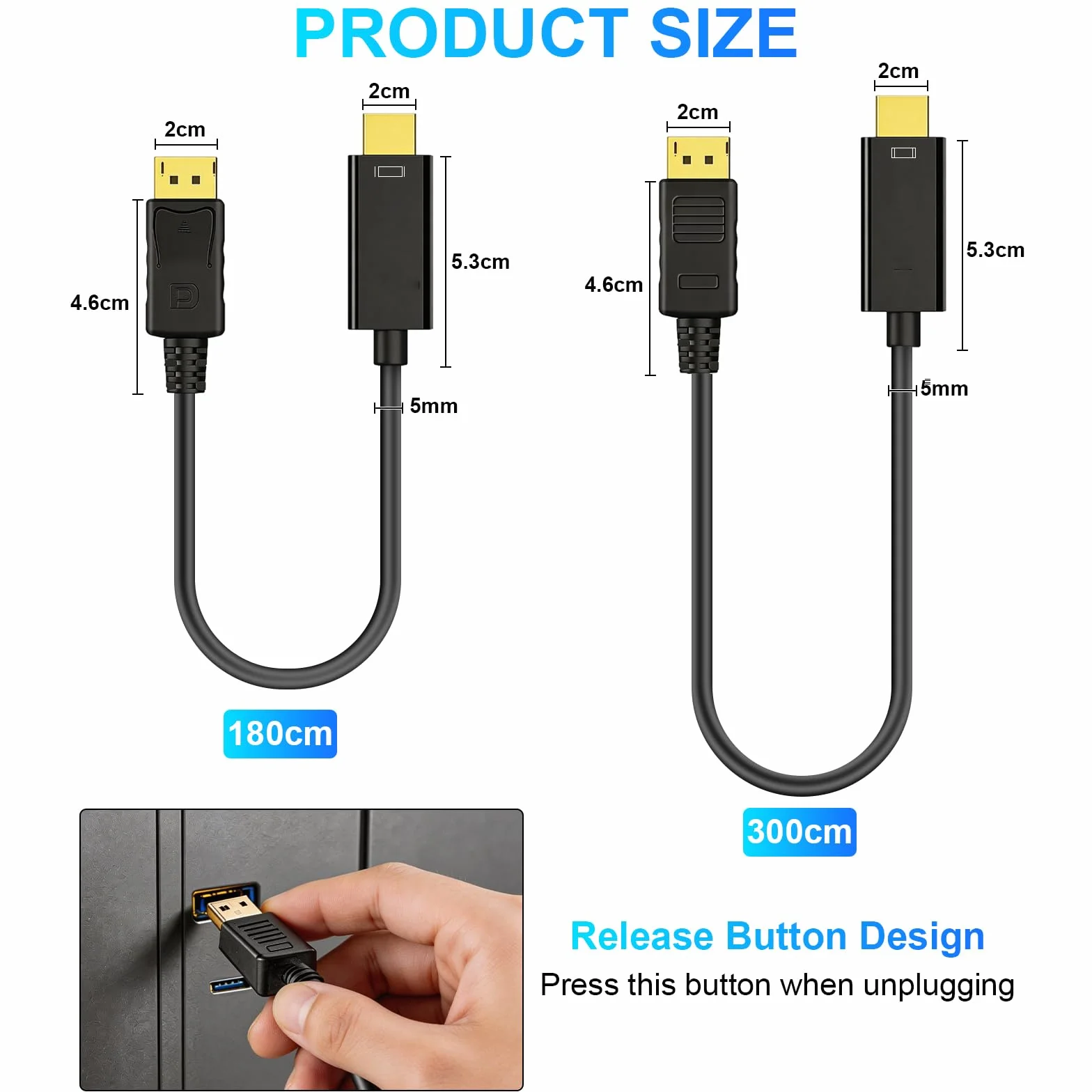 HENGBIRD Kabel DisplayPort na HDMI 4K 30 Hz 1,8 m 3 m DP do HDMI