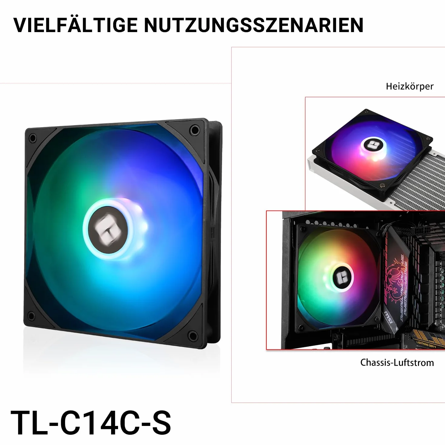 Thermalright TL-C14C-S 140 mm wentylator CPU PWM 1500 RPM Silent Cooling ARGB LED czarny