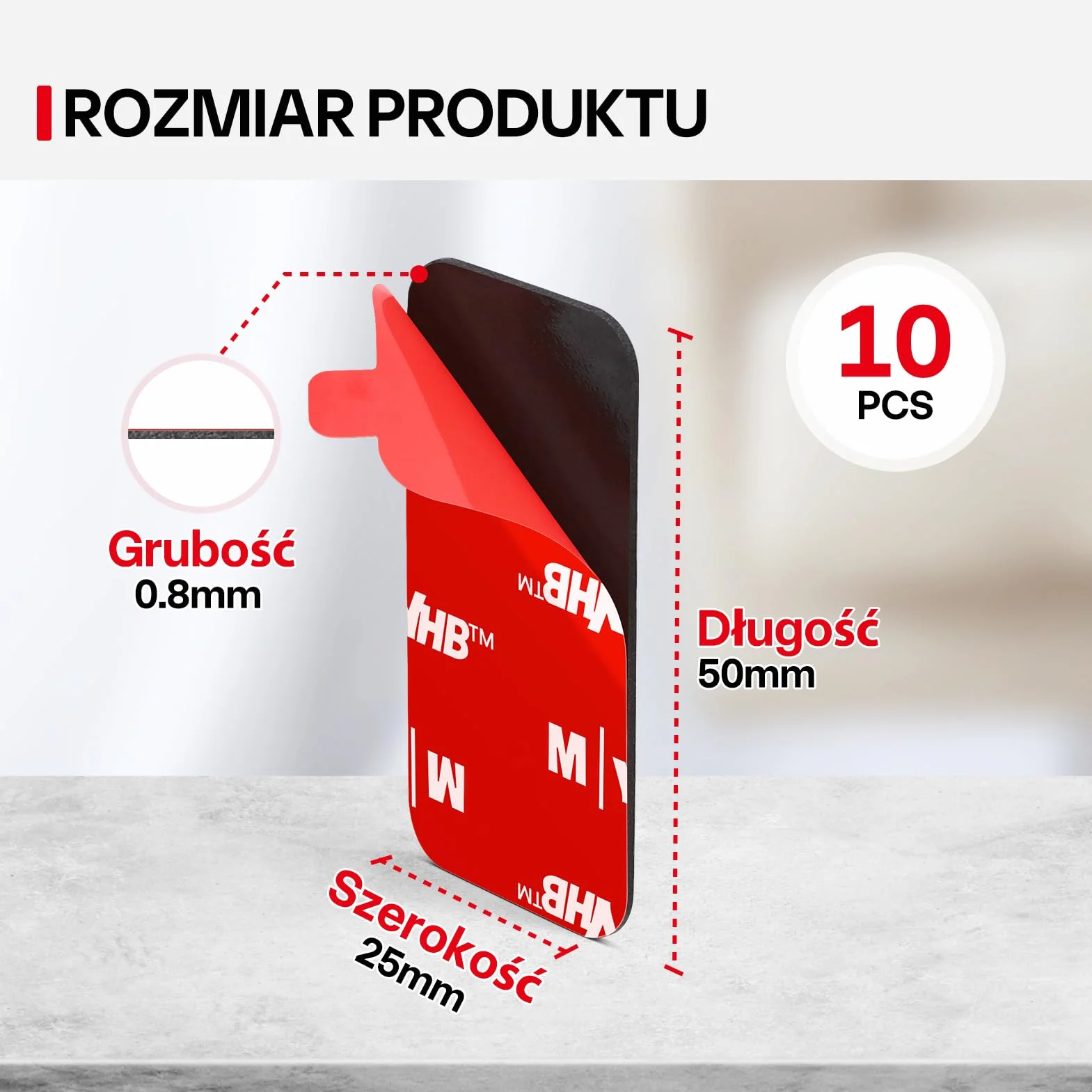 Taśma Dwustronna, 10 szt Dwustronna Tasma Samoprzylepna Klejąca, Wodoodporna Taśma Montażowa, Odporny na Wodę i Ciepło do Samochodów, Domów i biur Oraz Kamer Sportowych, 50 * 25mm