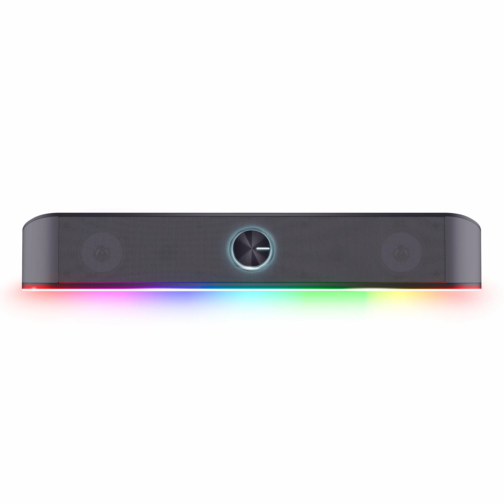 GXTrust 1619 Rhox soundbar RGB, podświetlane głośniki PC, moc szczytowa 12 W, głośnik stereo zasilany przez USB, połączenie audio jack 3,5 mm, soundbar do komputera i laptopa, szary
