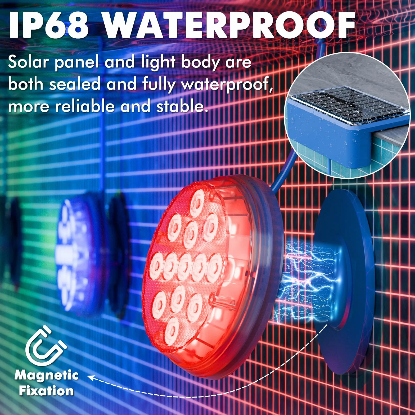 Quntis Solar Pool Light Set of 2, Solar Pool LED z pilotem zdalnego sterowania, wodoodporna lampa basenowa IP68 [Wielokolorowa i ciepła biel] do basenu, SPA, akwarium, ogrodu, fontanny, imprezy
