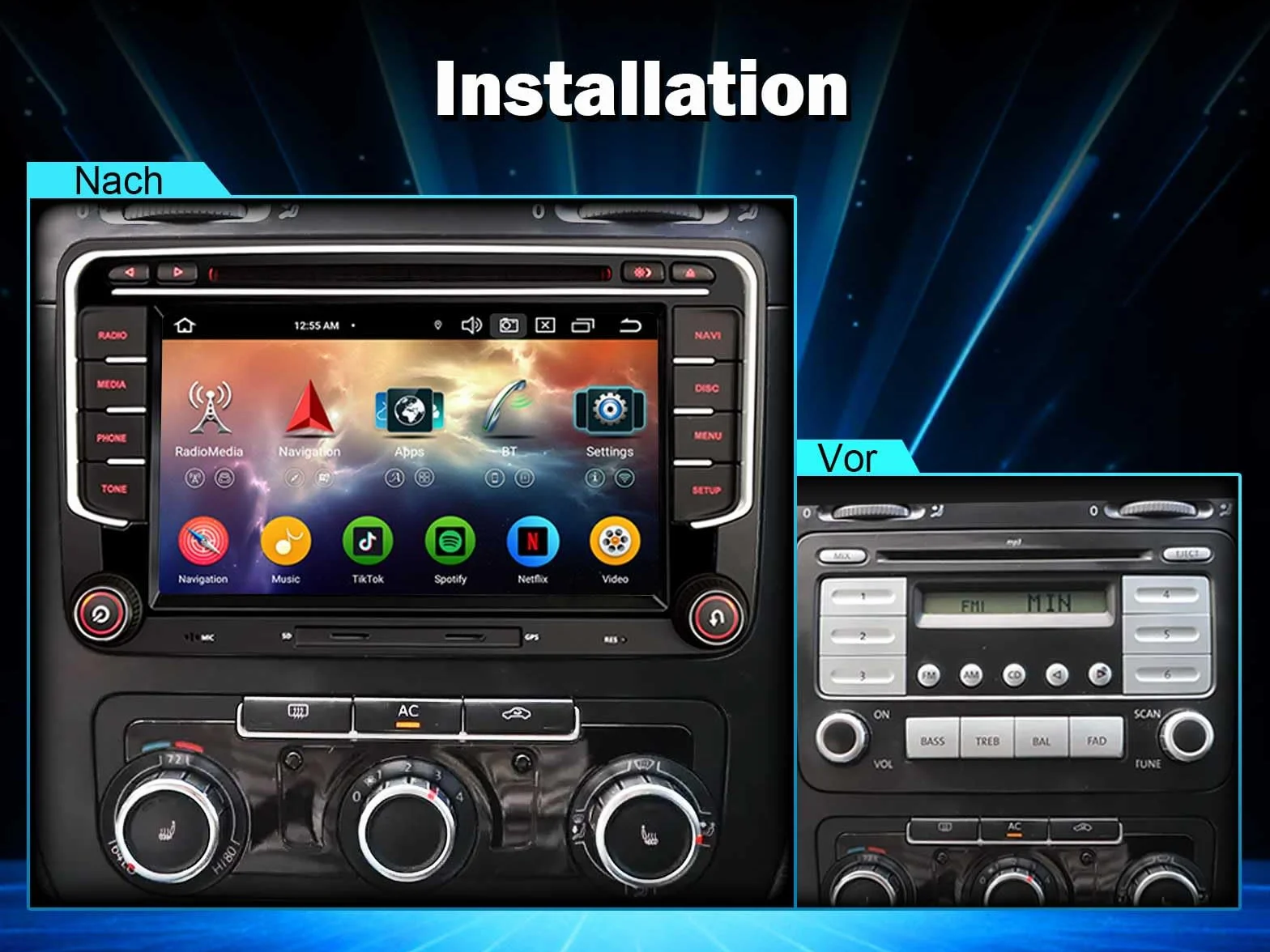 Android 16 radio samochodowe GPS nawigacja 8-rdzeniowy 4 GB + 64 GB 7 cali ekran dotykowy CarPlay Android Auto DAB+ WiFi 4G do VW Passat B6 Golf V VI Touran Skoda Seat Tiguan Jetta T5 Sharan Polo