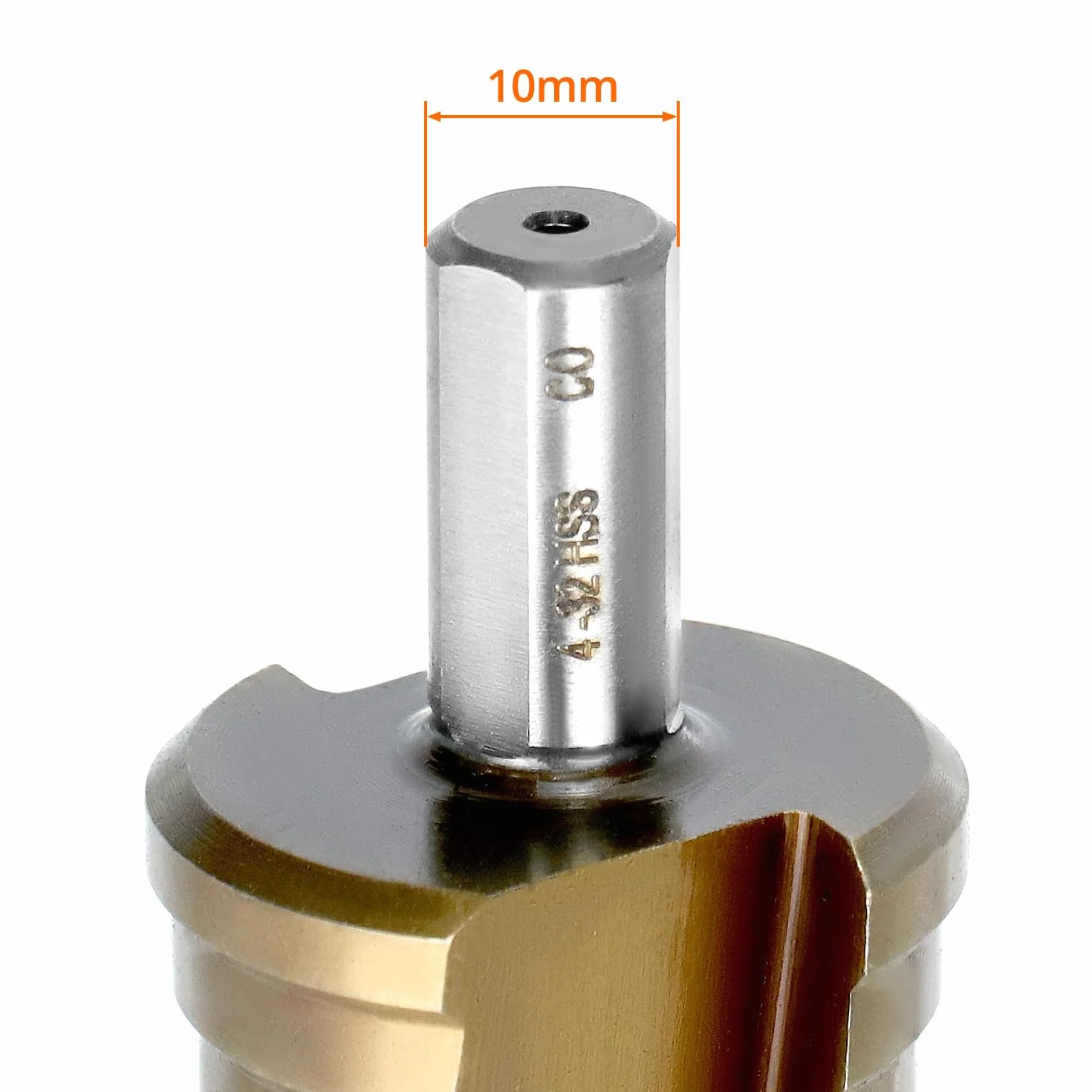 QWORK HSS-Co/M35 stopniowe wiertło 4-32 mm, solidne wiertło stożkowe do stali nierdzewnej/żelaza/aluminium/plastiku/drewna - 9,5 mm trójkątny trzpień