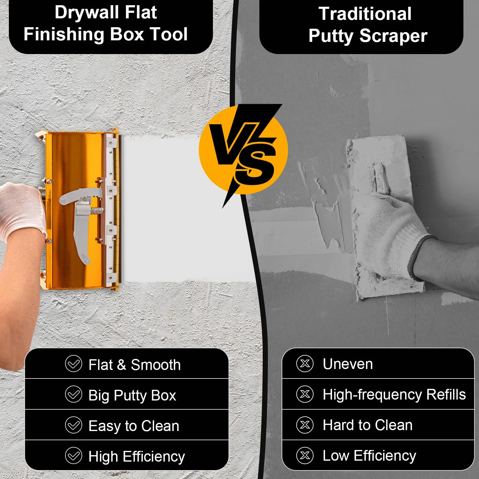 Drywall zestaw do wykańczania płaskich płyt gipsowo-kartonowych, 9,8", do płyt gipsowo-kartonowych, do montażu na płasko, 98 ~ 160 cm