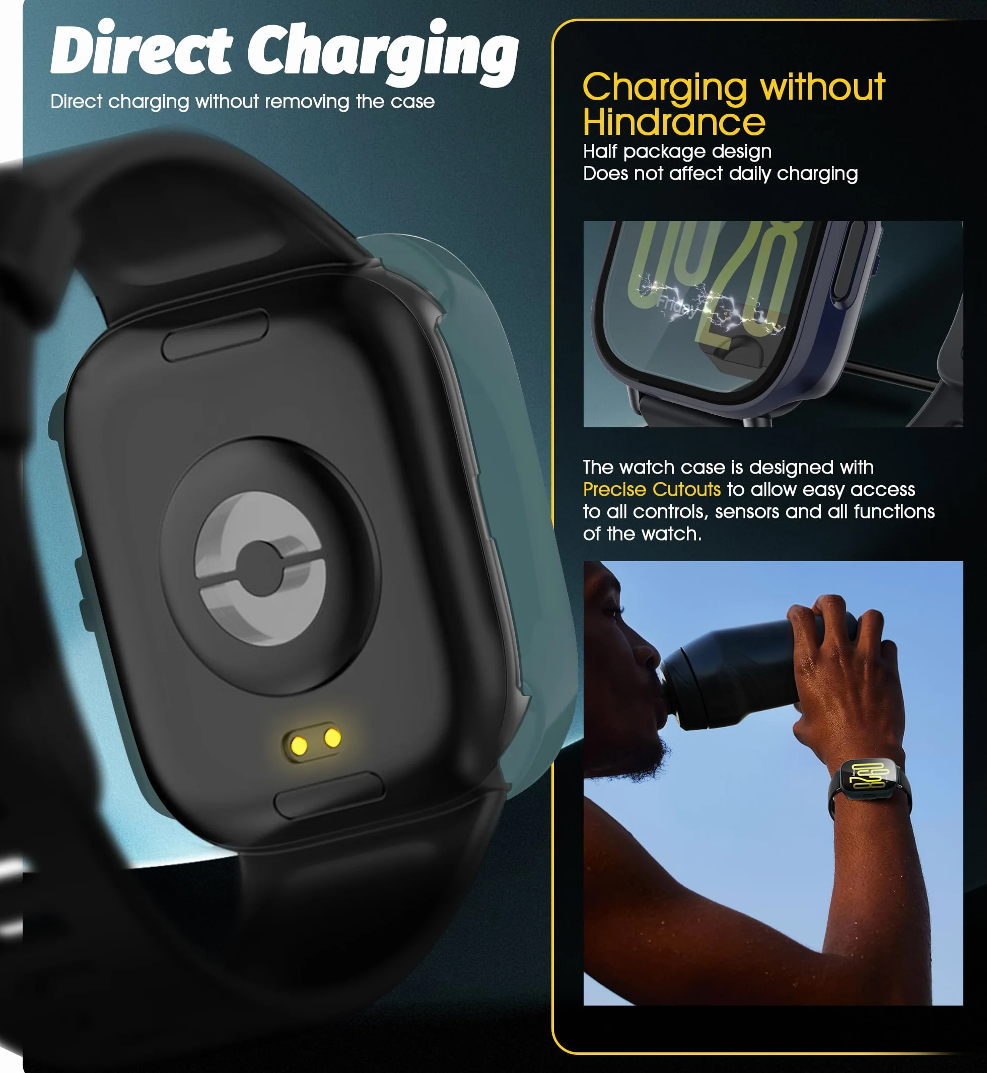 Etui kompatybilne z Xiaomi Redmi Watch 5 Active, ramka ochronna PC, szkło hartowane - niebieski/zielony