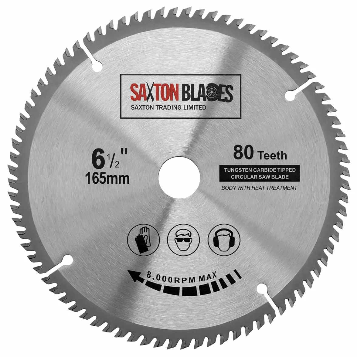 Saxton TCT tarczowa tarcza do cięcia drewna 165 mm x 20 mm (pierścień 16 mm) x 80 zębów kompatybilna z Bosch Makita itp
