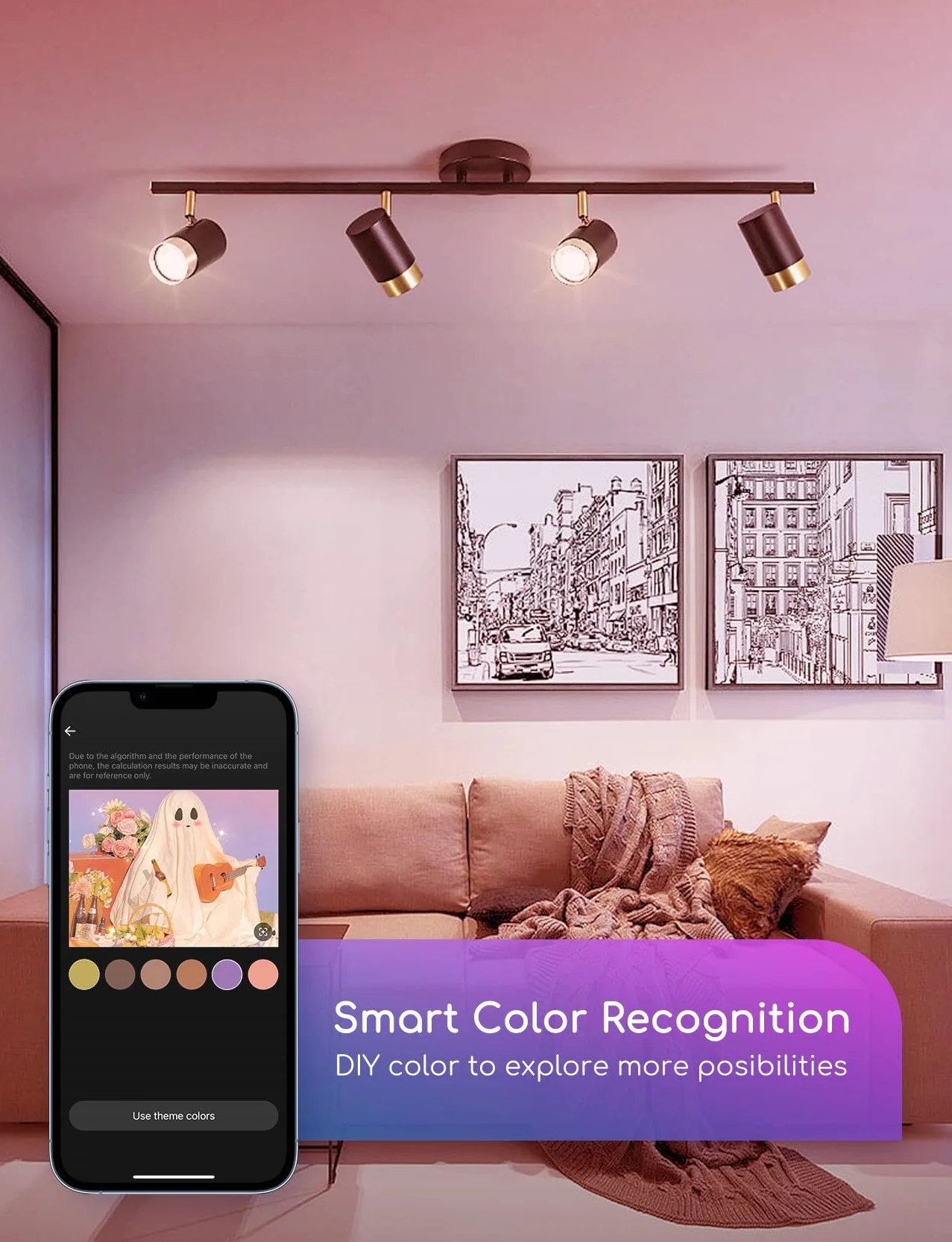 Żarówka LED Aigostar Wifi GU10 Smart Light Bulb 7W 555LM, Alexa Light Bulb RGB i 2700K-6500K, ściemnialna, połączona, WiFi, kompatybilna z Google Home/Alexa, 4 sztuk