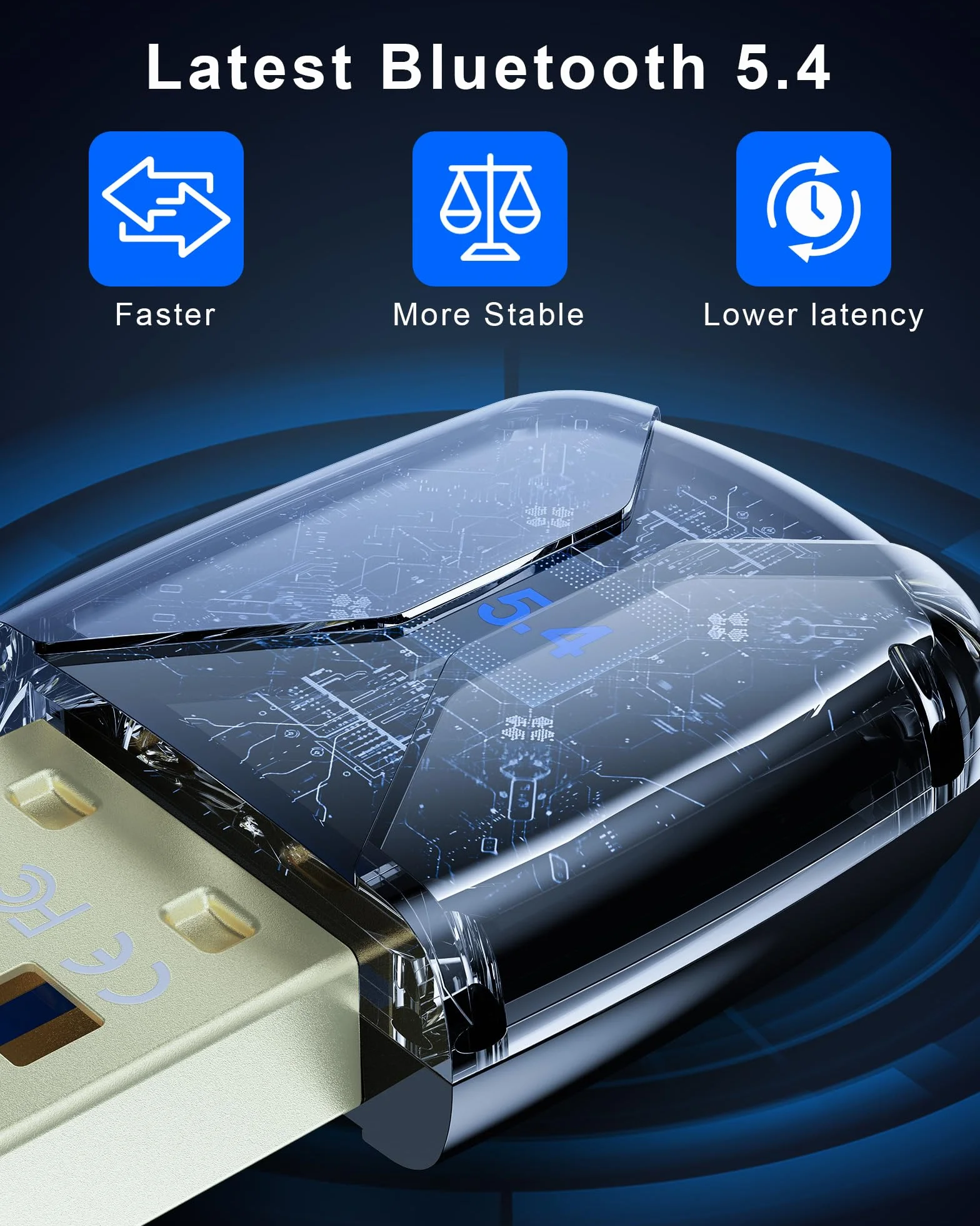 Adapter Bluetooth 5.4 do Windows 11/10/8.1/7, Plug and Play Dongle do Komputera i Laptopa