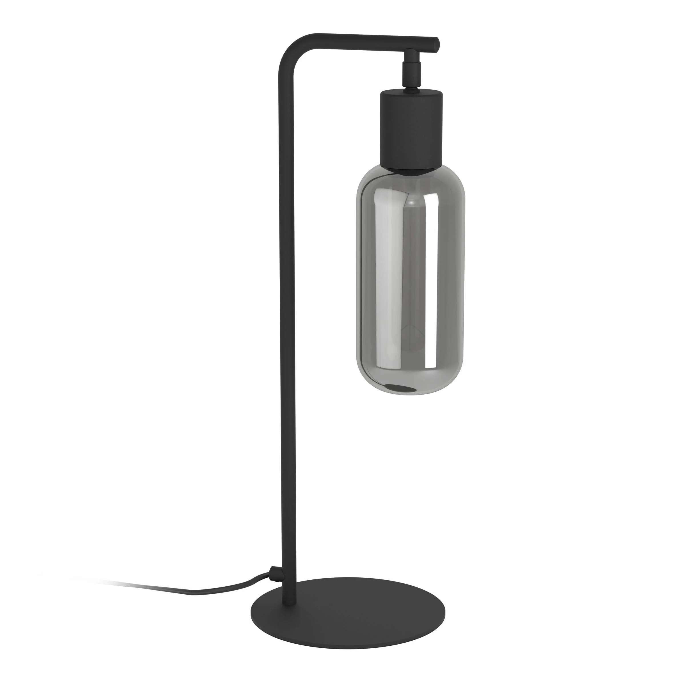EGLO Lampa stołowa Maione, lampka nocna z kloszem z przydymionego szkła | metalowa czarna, szara powłoka, gwint E27, wysokość 50,5 cm