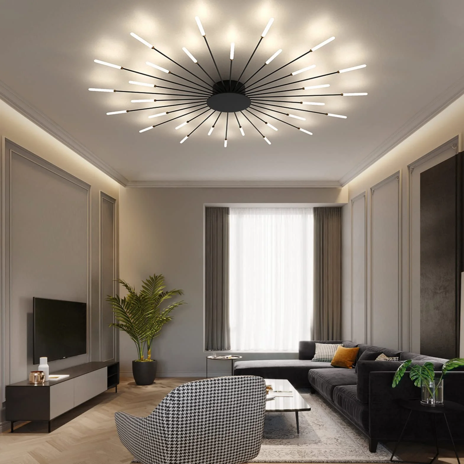 Lampa wisząca,Nowoczesne oświetlenie sufitowe LED, czarna lampa sufitowa do montażu podtynkowego akrylowy abażur żyrandol, żyrandole fajerwerków oświetlenie sufitowe, nowoczesne oświetlenie