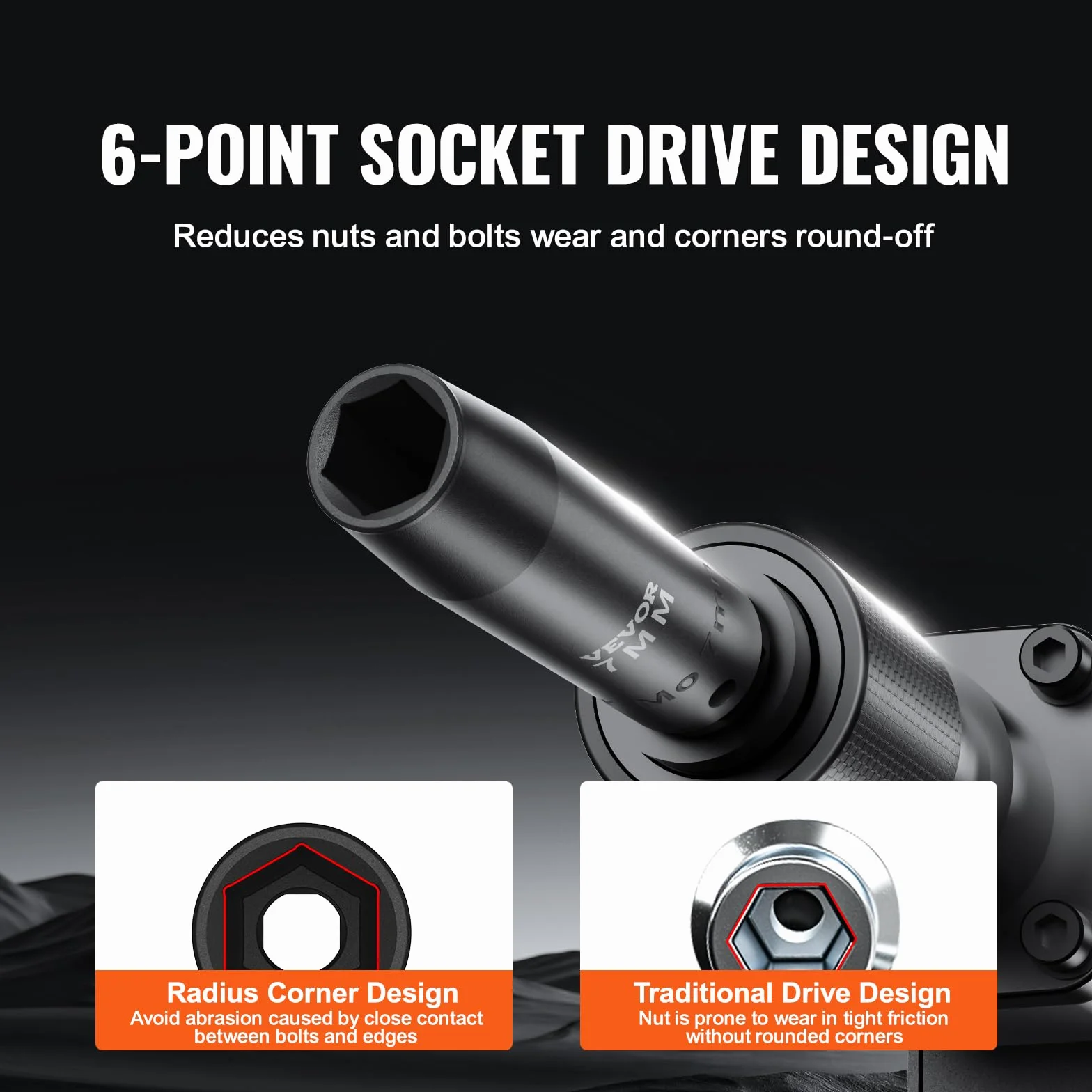 VEVOR Zestaw nasadek do głębokiego uderzenia 1/5.1 cm, 34 szt. zestaw nasadek metrycznych (8-36 mm) 6-punktowa stal stopowa Cr-MO do automatycznej naprawy, wytrzymała konstrukcja, zawiera wytrzymałą