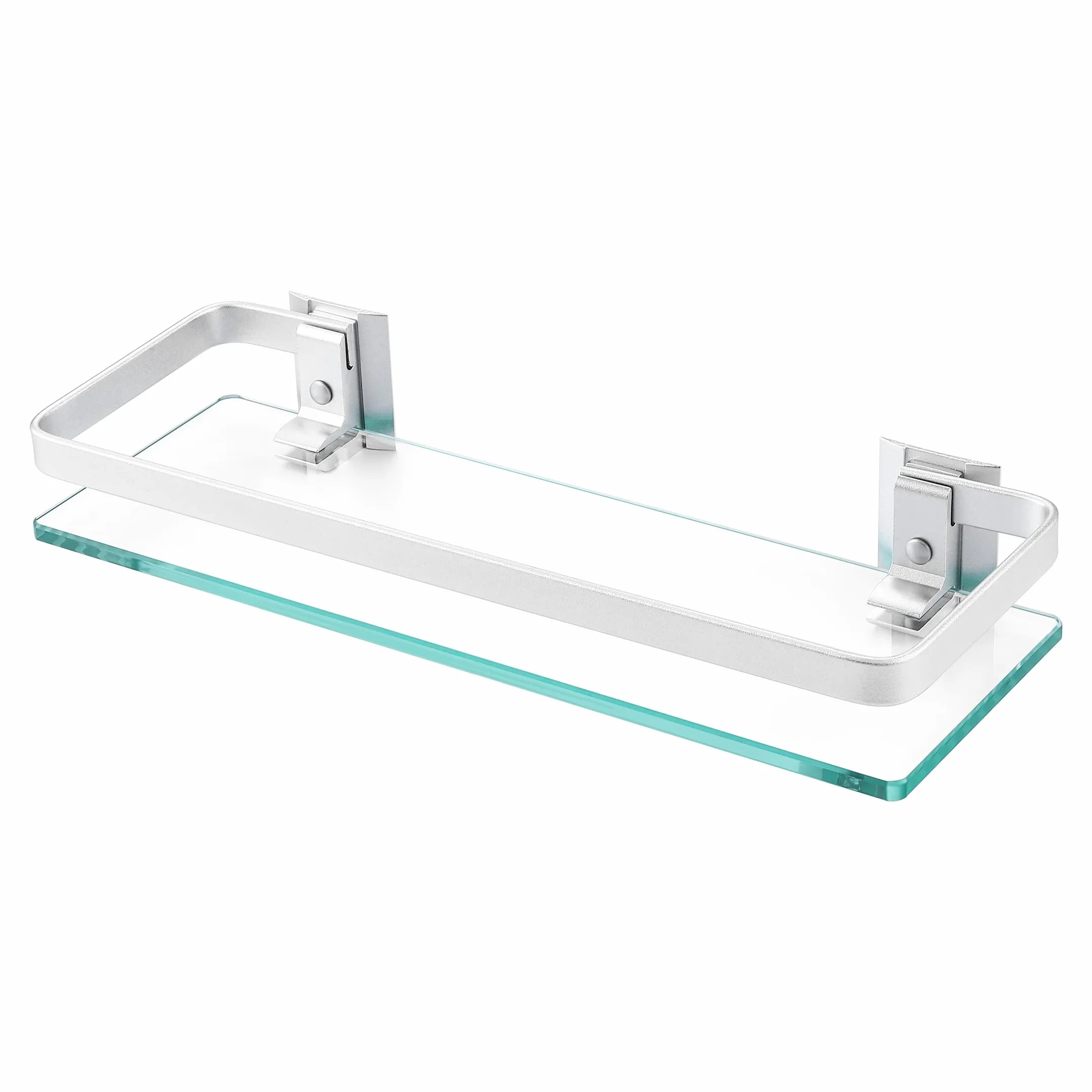 KES Półka łazienkowa ścienna ze szkła hartowanego 8 mm półka prysznicowa srebrna aluminiowa, A4126A