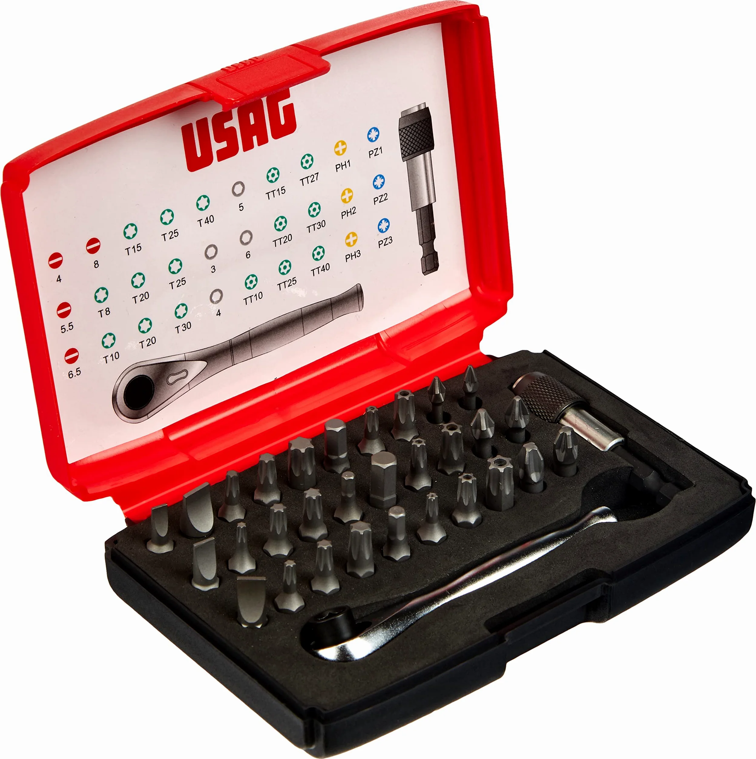 USAG 692 J32 asortyment (z bitami i grzechotką przełączającą, 32 części) U06920042