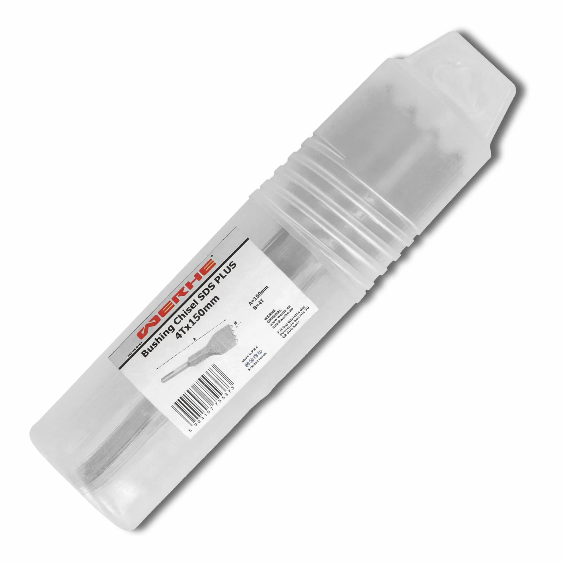 WERHE® Dłuto udarowe SDS PLUS, 4 zęby, 150 mm – do obróbki betonu i kamienia