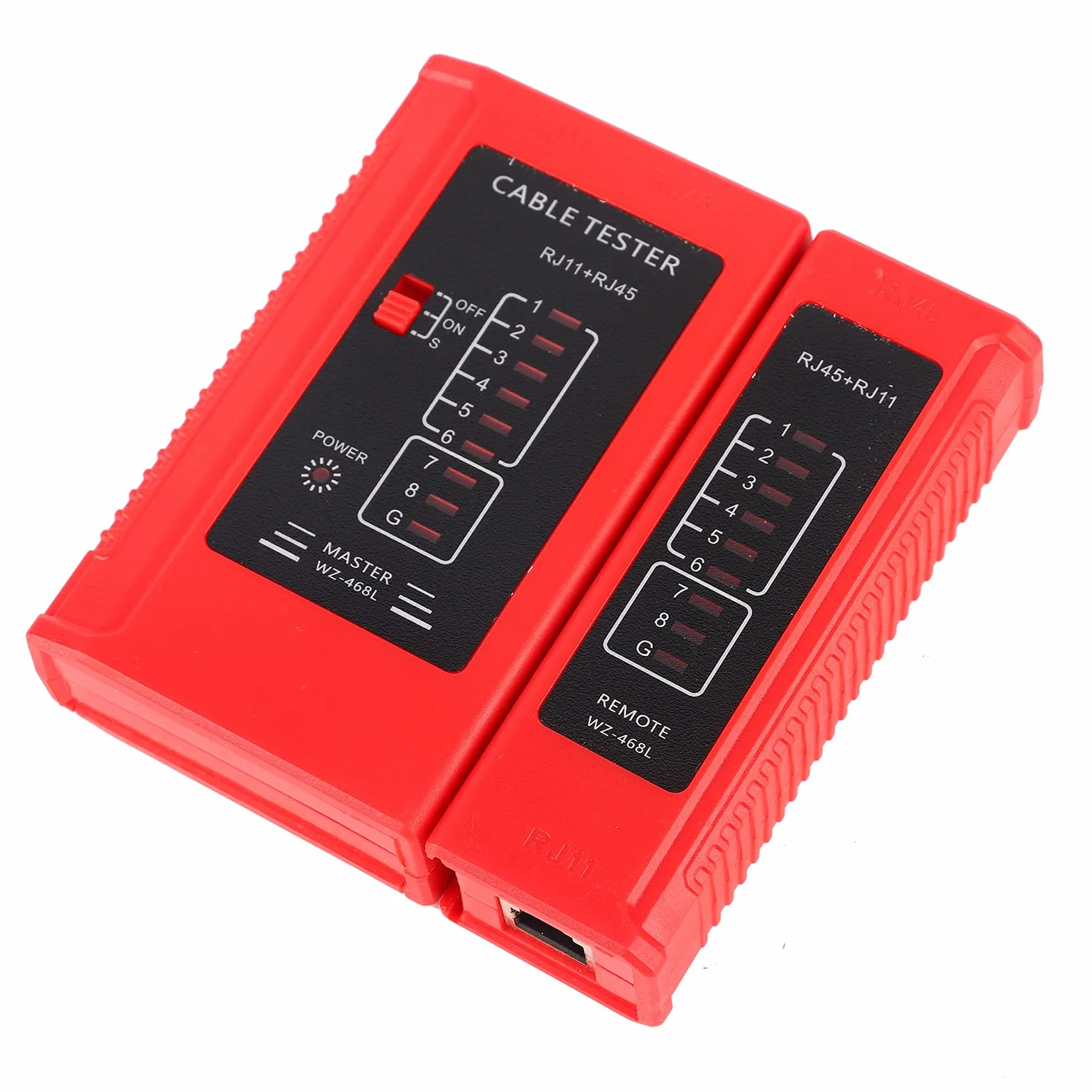 Tester Kabli Sieciowych WZ-468 - Test Przewodów RJ45 i RJ11, Ethernet, LAN - Narzędzie Do Testowania Kabli