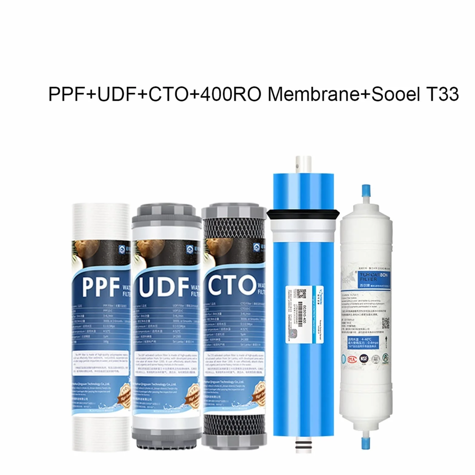 Wkład filtra wody T33, bawełna PP, UDF odpowiedni do obudowy filtra wody, wkład T33, wymiana systemu membrany Ro System filtrowania wody(Set4)