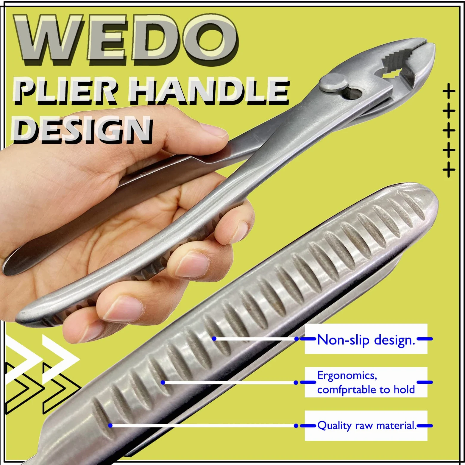 WEDO Szczypce do połączeń ślizgowych, kombinerki, szczypce VISE-GRIP, 20 cm, stal nierdzewna, antykorozyjne, odporne na rdzę, 20 cm