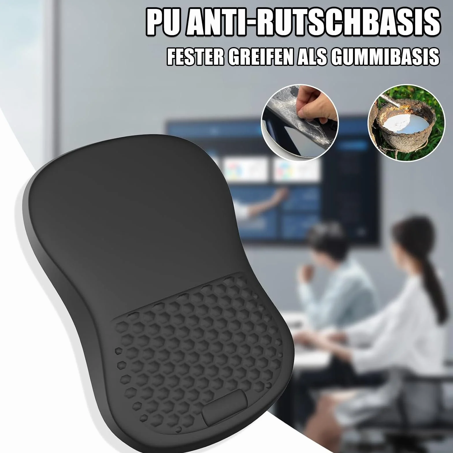 Ergonomiczna podkładka pod mysz z podpórką pod nadgarstek, pianka memory + poduszka żelowa, antypoślizgowa podstawa z poliuretanu, do biura, gamingu, laptopa, PC (czarna)
