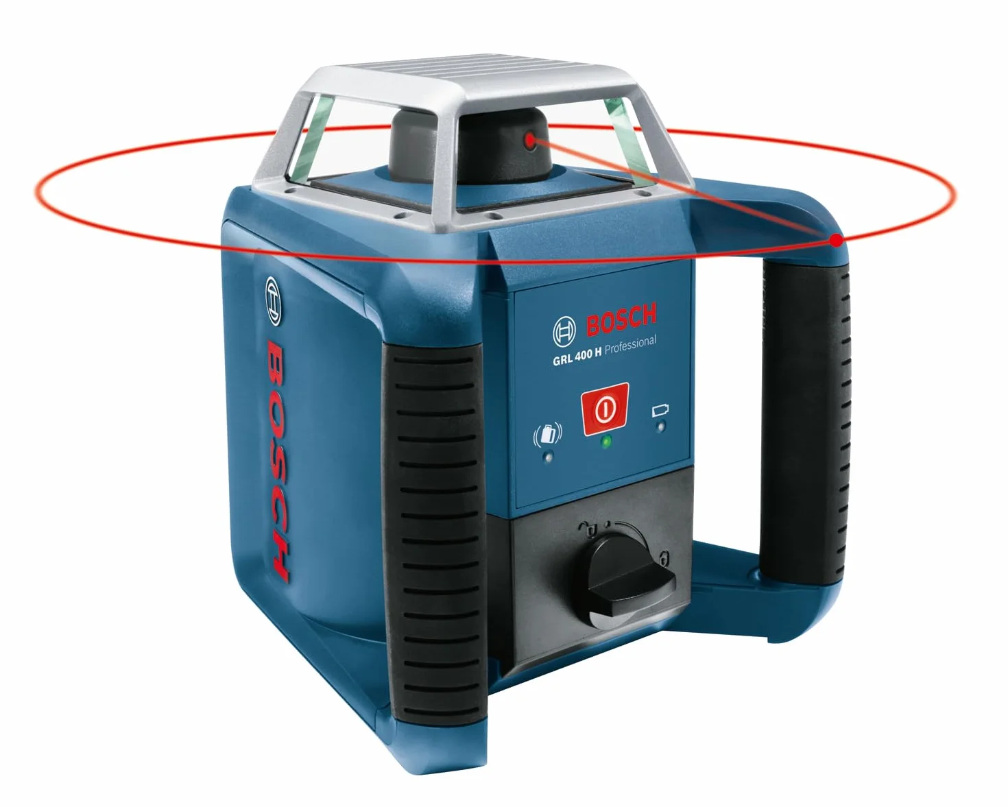 Bosch Professional Laser obrotowy GRL 400 H (jeden przycisk obsługowy, LR 1, zasięg pracy: do 400 m (średnica), akumulatorki ładowane (2xD, 1x9V), ładowarka, L-Boxx)