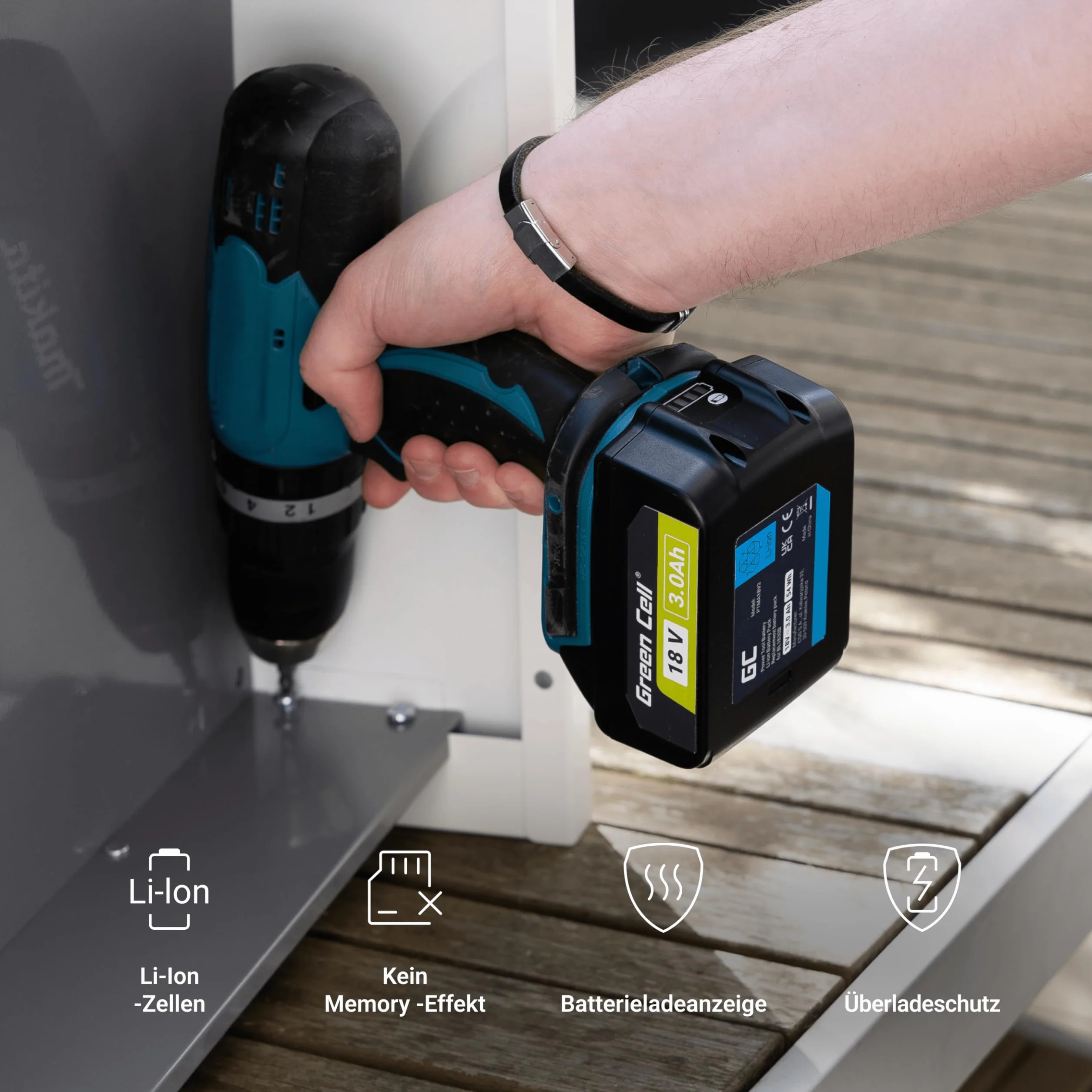Akumulator Green Cell 18V 5Ah Li-Ion do elektronarzędzi Makita LXT — Wysokiej Jakości Zamiennik, Wskaźnik LED Naładowania, Zoptymalizowana Wydajność i Trwałość