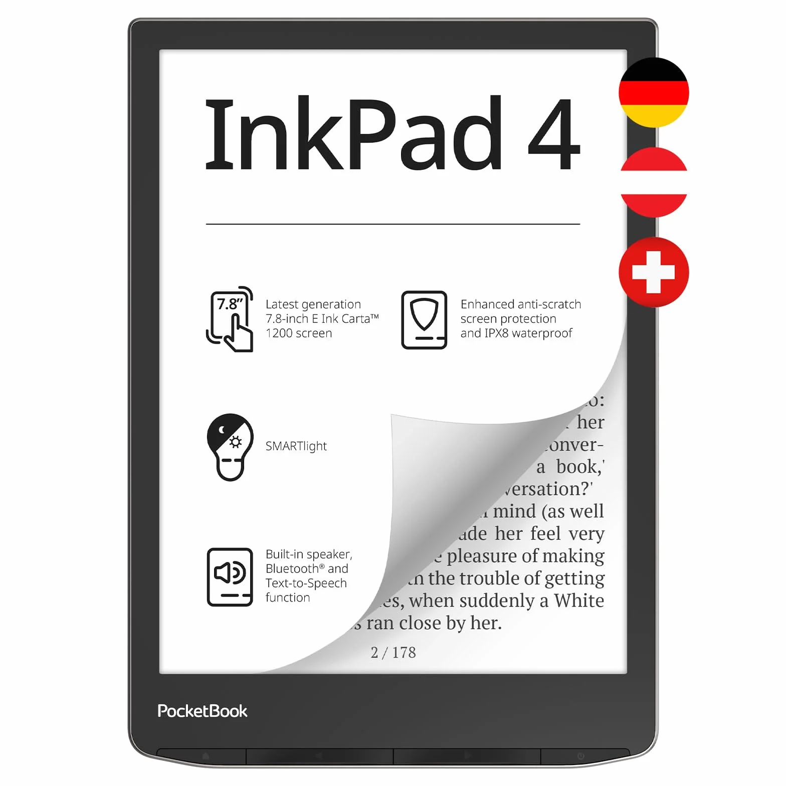 Pocketbook Inkpad 4 PB743G-U-WW-B Czytnik E-Booków, Stardust Silver, 32 GB