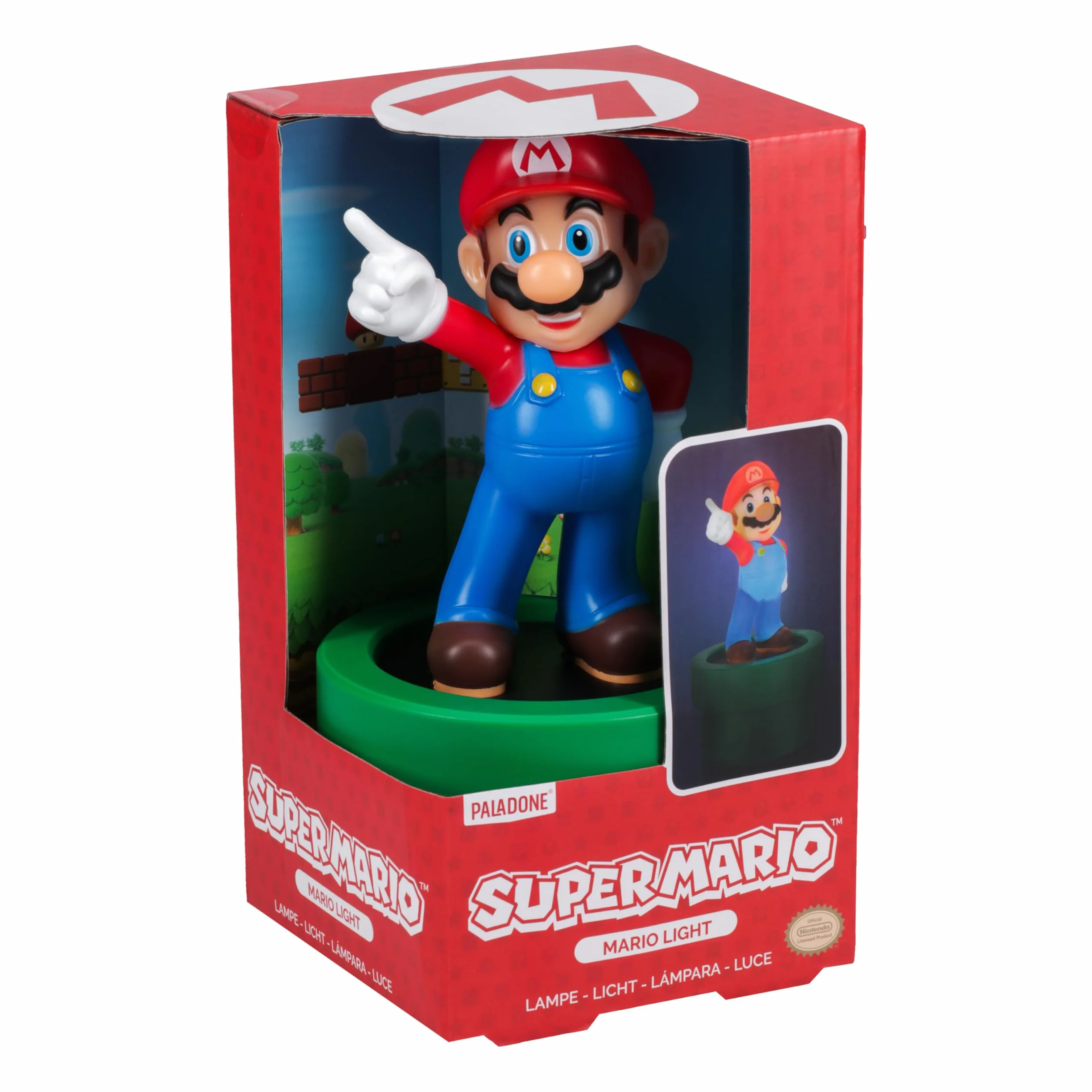 Lampa figurkowa Super Mario – oficjalnie licencjonowany produkt Nintendo z Mario, wystrój domu i biura, prezent dla graczy retro, zasilanie bateryjne | Paladone